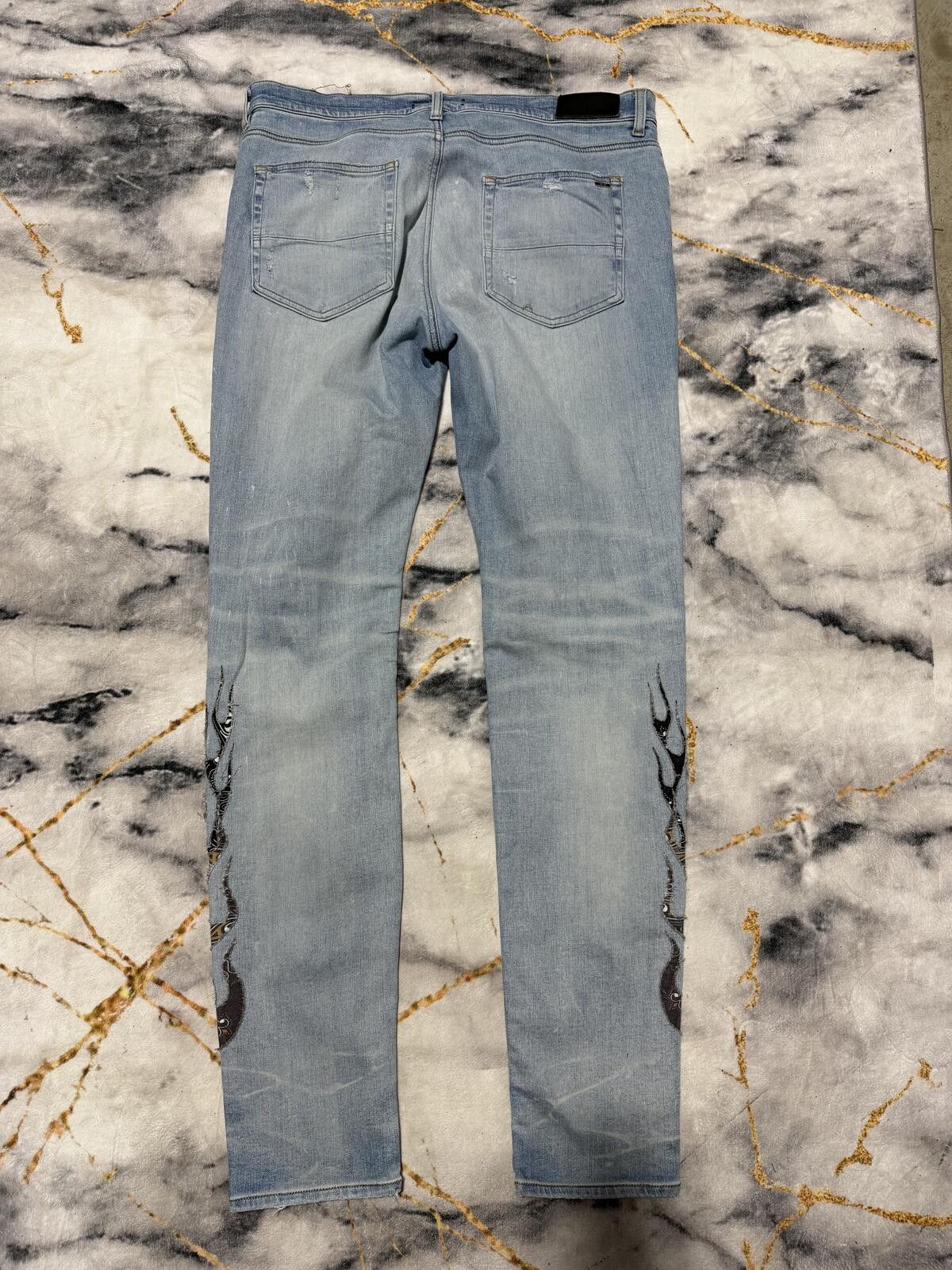 Amiri Amiri Aged Black Flames Indigo Denim - Sz38 Size US 38 / EU 54 - 3 Thumbnail