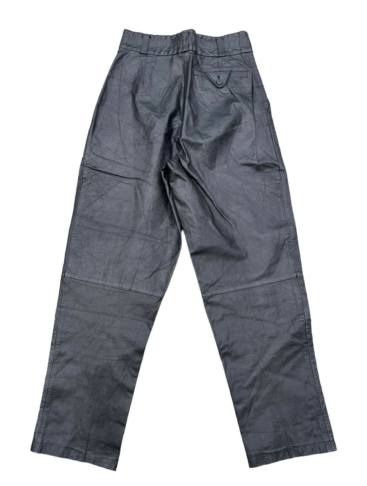 Leather Vintage 80s JUN Japan Baggy Leather Trouser Pant Size US 26 / EU 42 - 2 Thumbnail