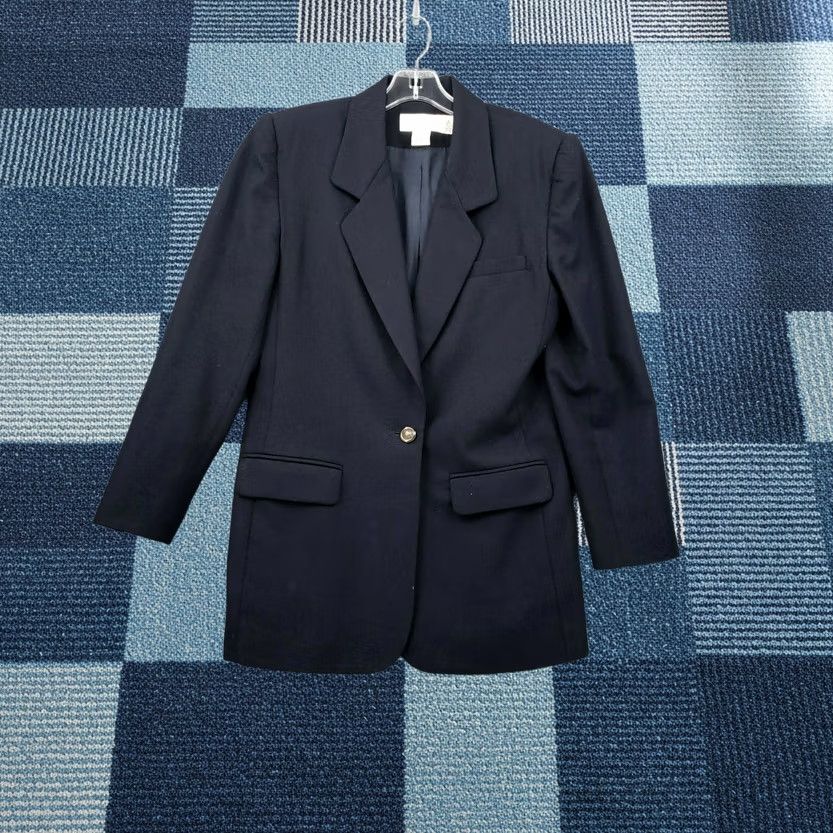 Vintage Casual Corner Blazer Womens 6 Blue One-Button Pocket Long Sleeves Wool Jacket Size M / US 6-8 / IT 42-44 - 1 Thumbnail