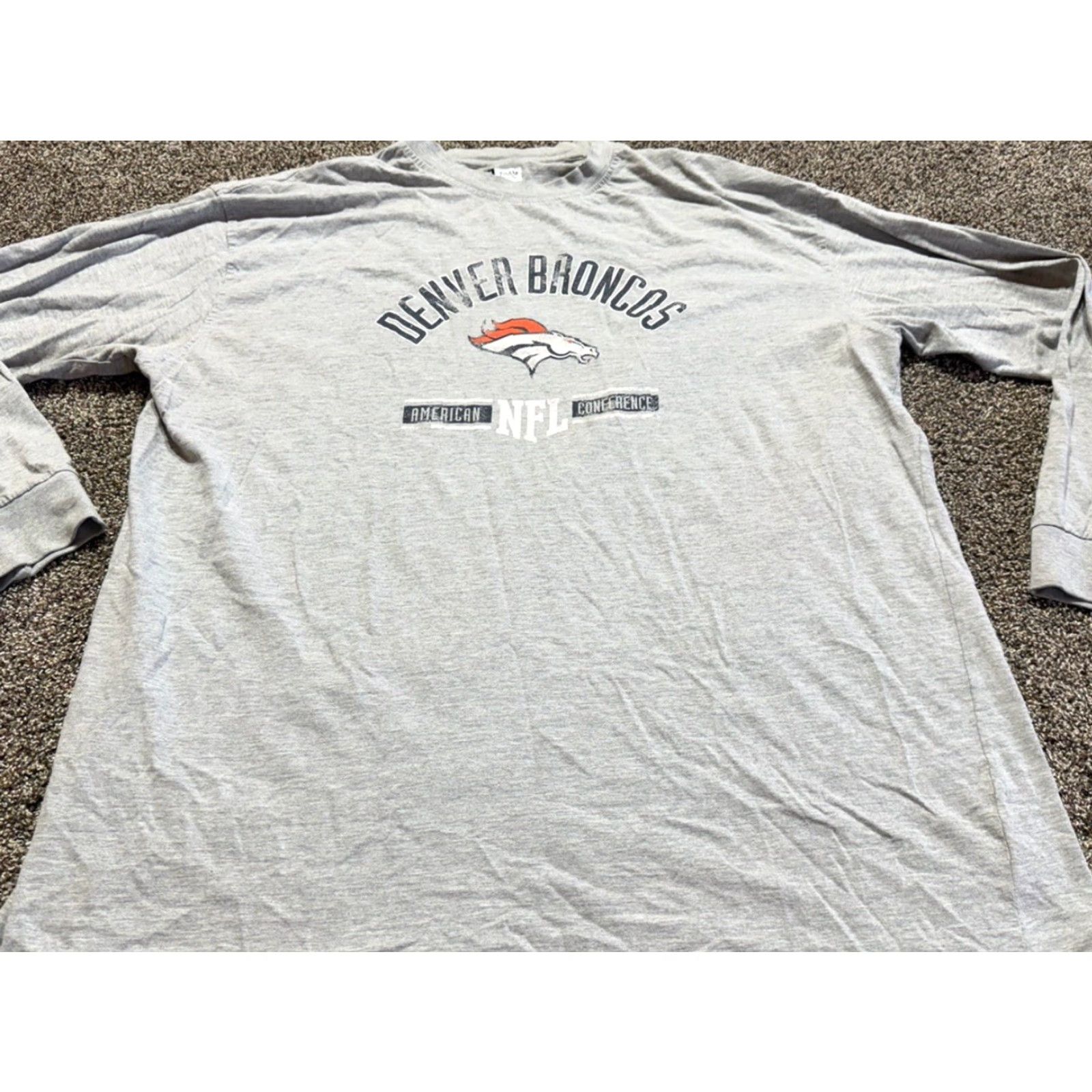 NFL NFL Mens Shirt Denver Broncos Gray Long Sleeve Tee Shirt 3XL Size US XXL / EU 58 / 5 - 2 Thumbnail