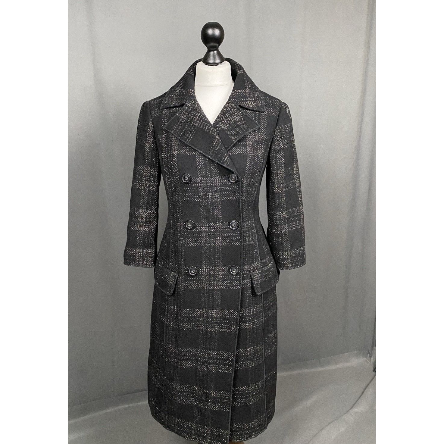 Dolce & Gabbana Dolce&Gabbana Women's Black Checked Wool Double Breasted Coa Size S / US 4 / IT 40 - 1 Thumbnail