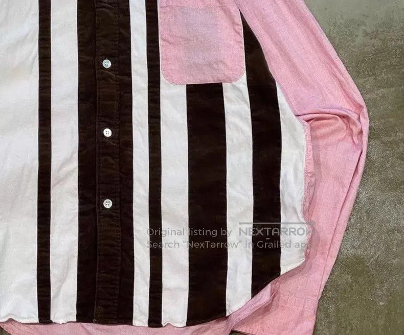 Comme des Garcons Comme Des Garcons Pink and Brown Color Block Shirt Size US M / EU 48-50 / 2 - 2 Thumbnail
