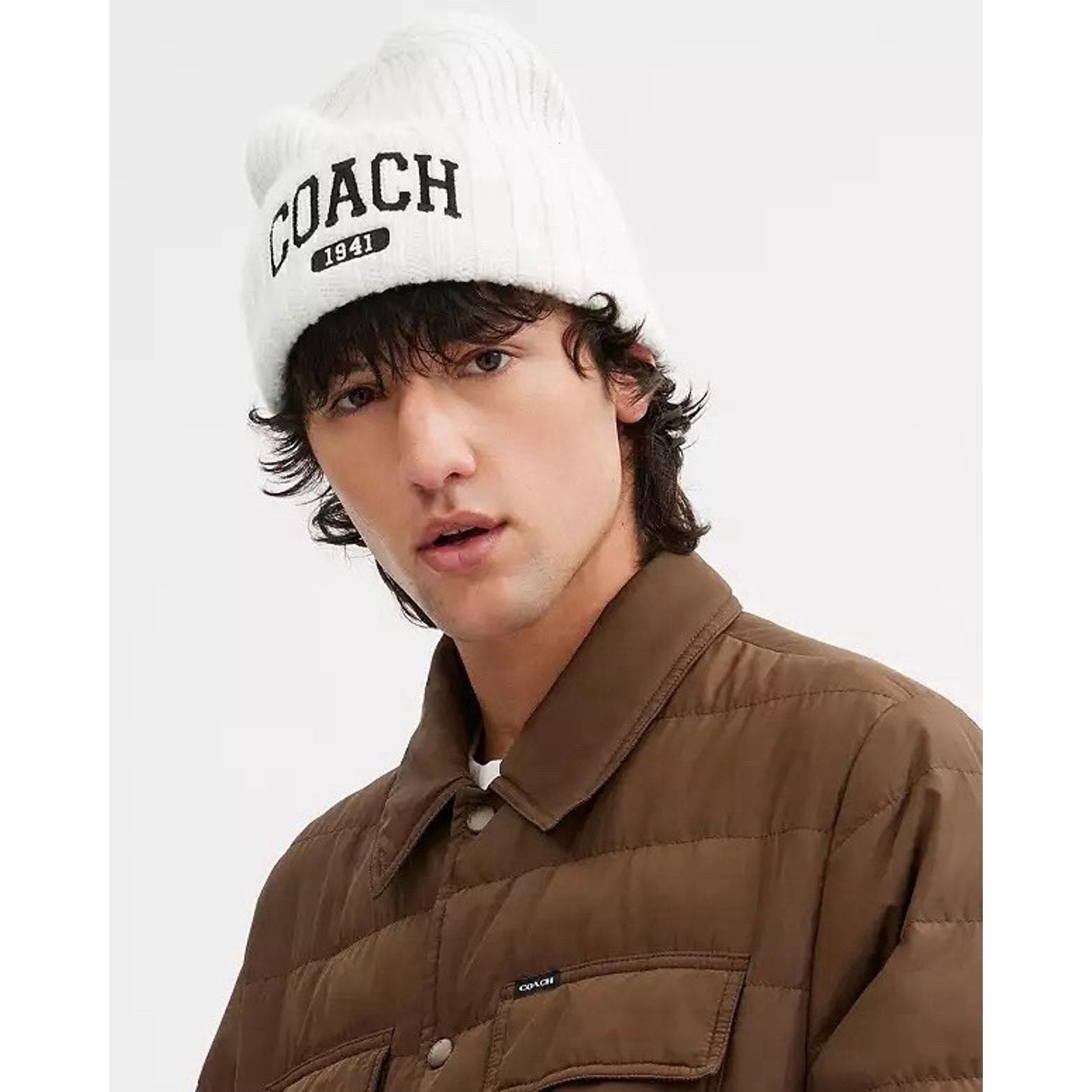 Coach NWT Coach 1941 Embroidered Knit Beanie Wool CU806 Chalk Size ONE SIZE - 9 Thumbnail