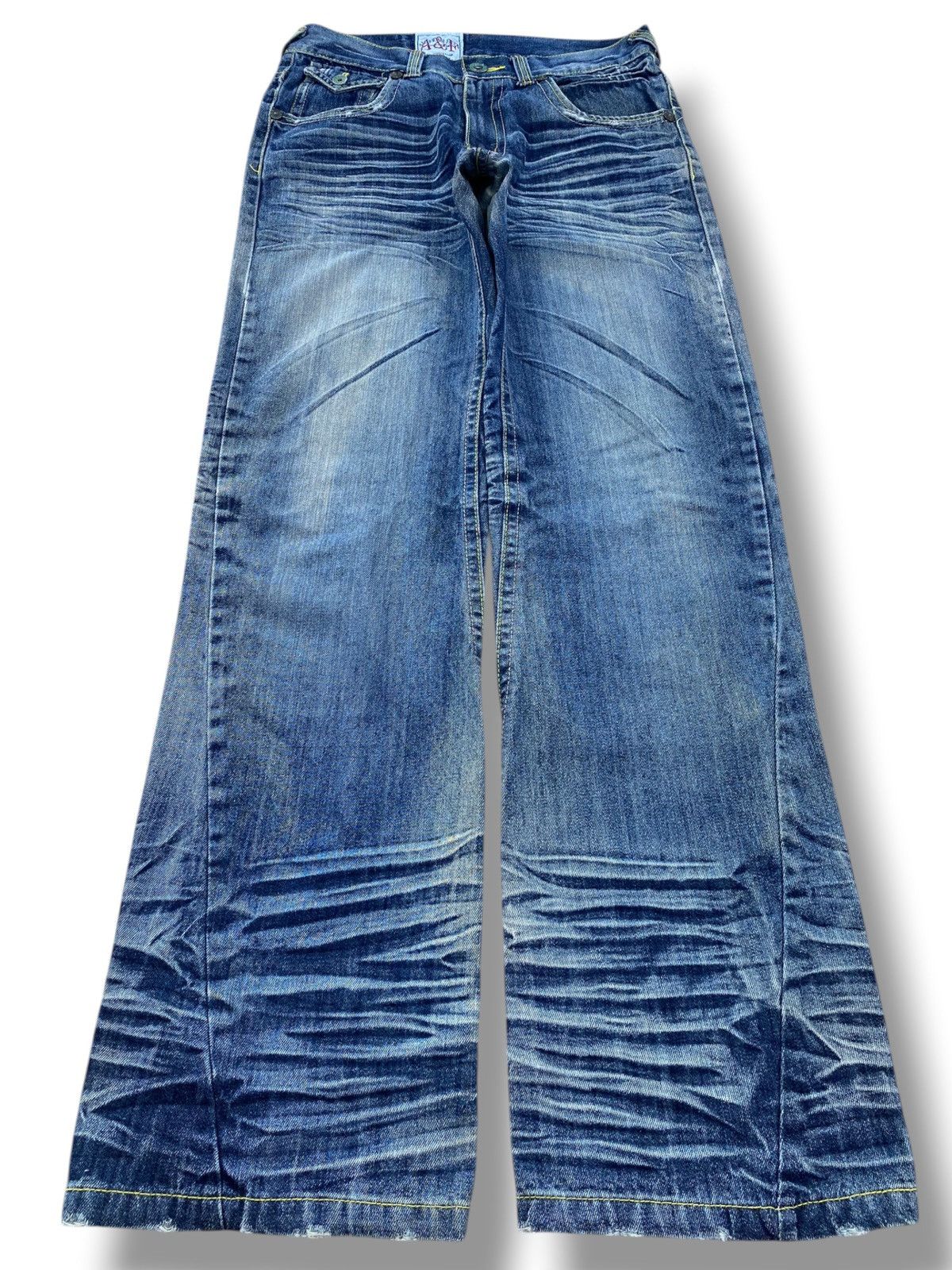 Other Japanese Brand Light Wash Whiskered Style Straight Leg Jeans Size US 31 - 1 Thumbnail