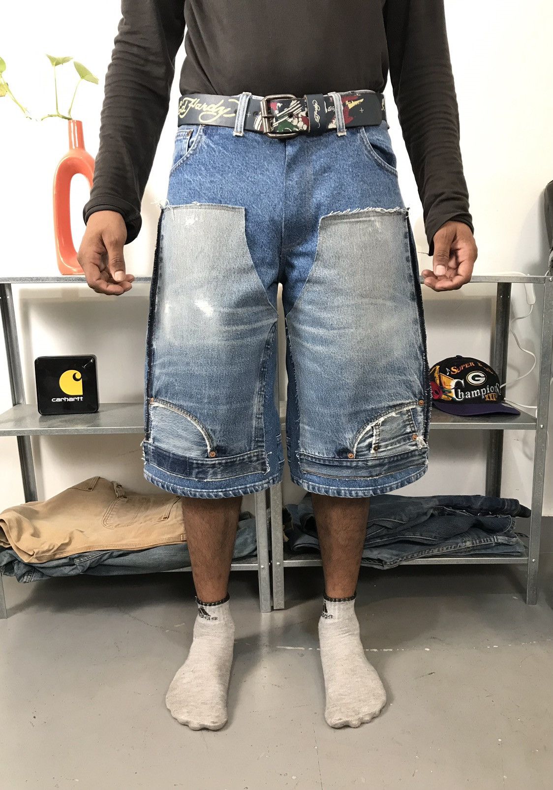 Carhartt × Vintage Vintage custom double knee denim jort Size US 34 / EU 50 - 1 Thumbnail