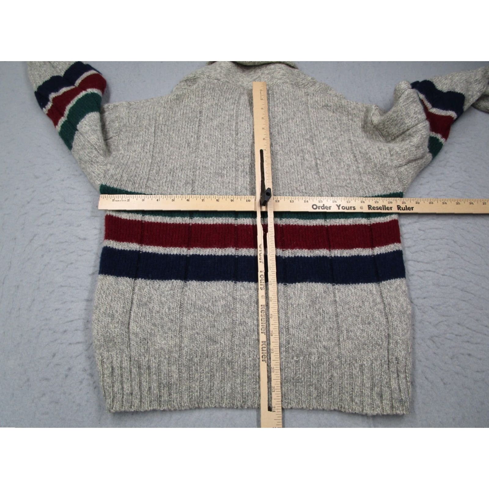 Eddie Bauer VINTAGE Eddie Bauer Cable-Knit Sweater Mens Medium Gray Striped Shawl Pullover Wool Blend 80s Retro Size US M / EU 48-50 / 2 - 5 Thumbnail