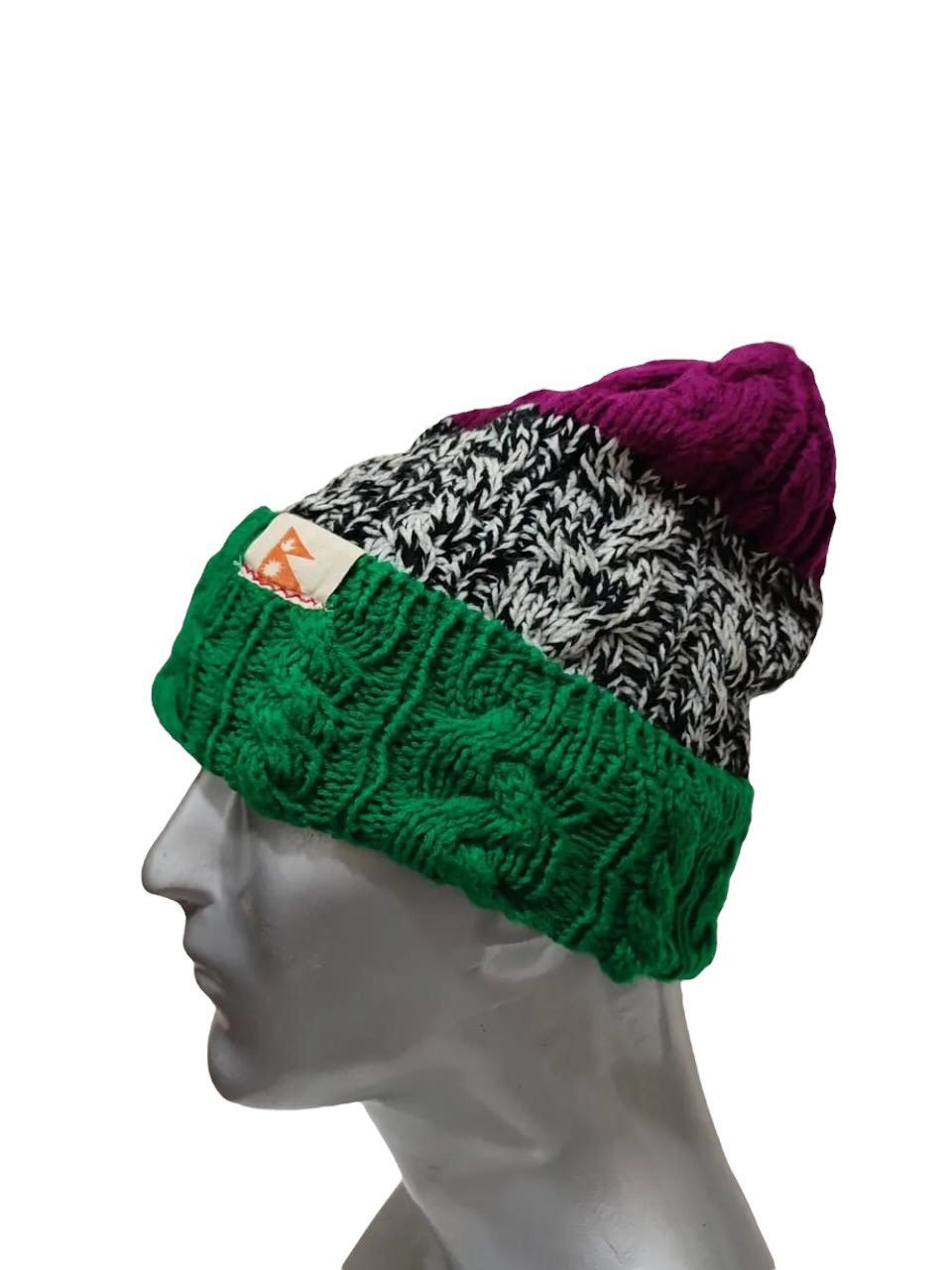 Japanese Brand Amina Nice Design 3 Tone Colour Beanie Hats Size ONE SIZE - 1 Thumbnail