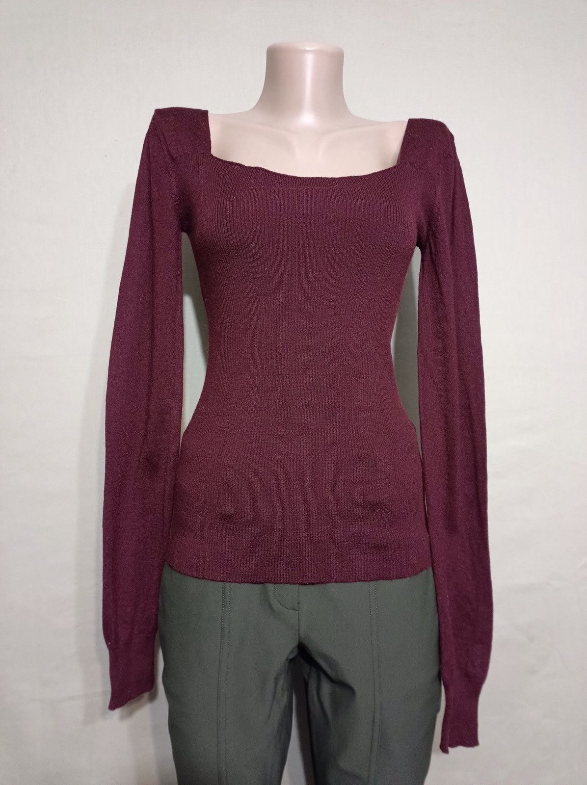 Hussein Chalayan CHALAYAN Burgundy Ultrafine Merino Wool Sweater Size M Size M / US 6-8 / IT 42-44 - 1 Thumbnail