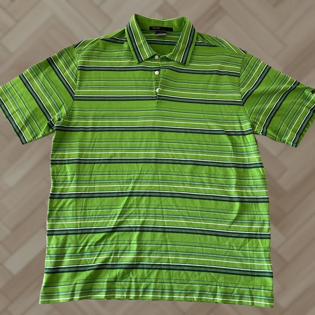 Nike VINTAGE Nike Tiger Woods Collection Short Sleeve Striped Golf Polo Shirt L Green Mens Size US L / EU 52-54 / 3 - 1 Thumbnail