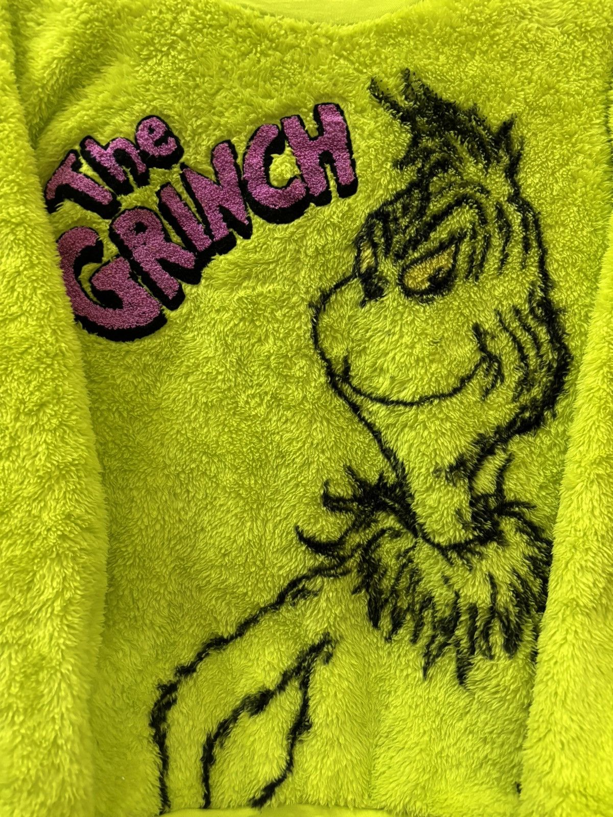 Vintage The Grinch Big Print Fleece Sweatshirt (Size L) Size US L / EU 52-54 / 3 - 3 Thumbnail