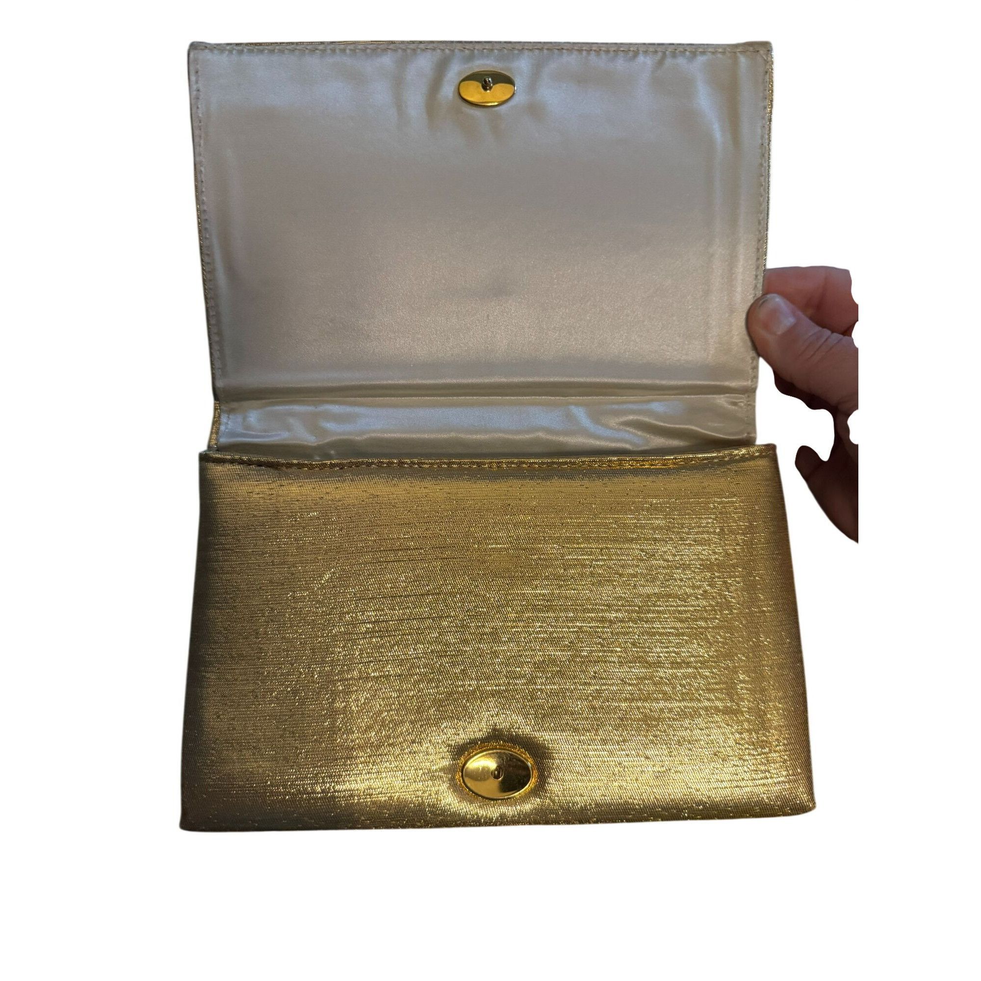 Other Vintage Gold Evening Clutch Purse With Rhinestone Accent For Size ONE SIZE - 3 Thumbnail