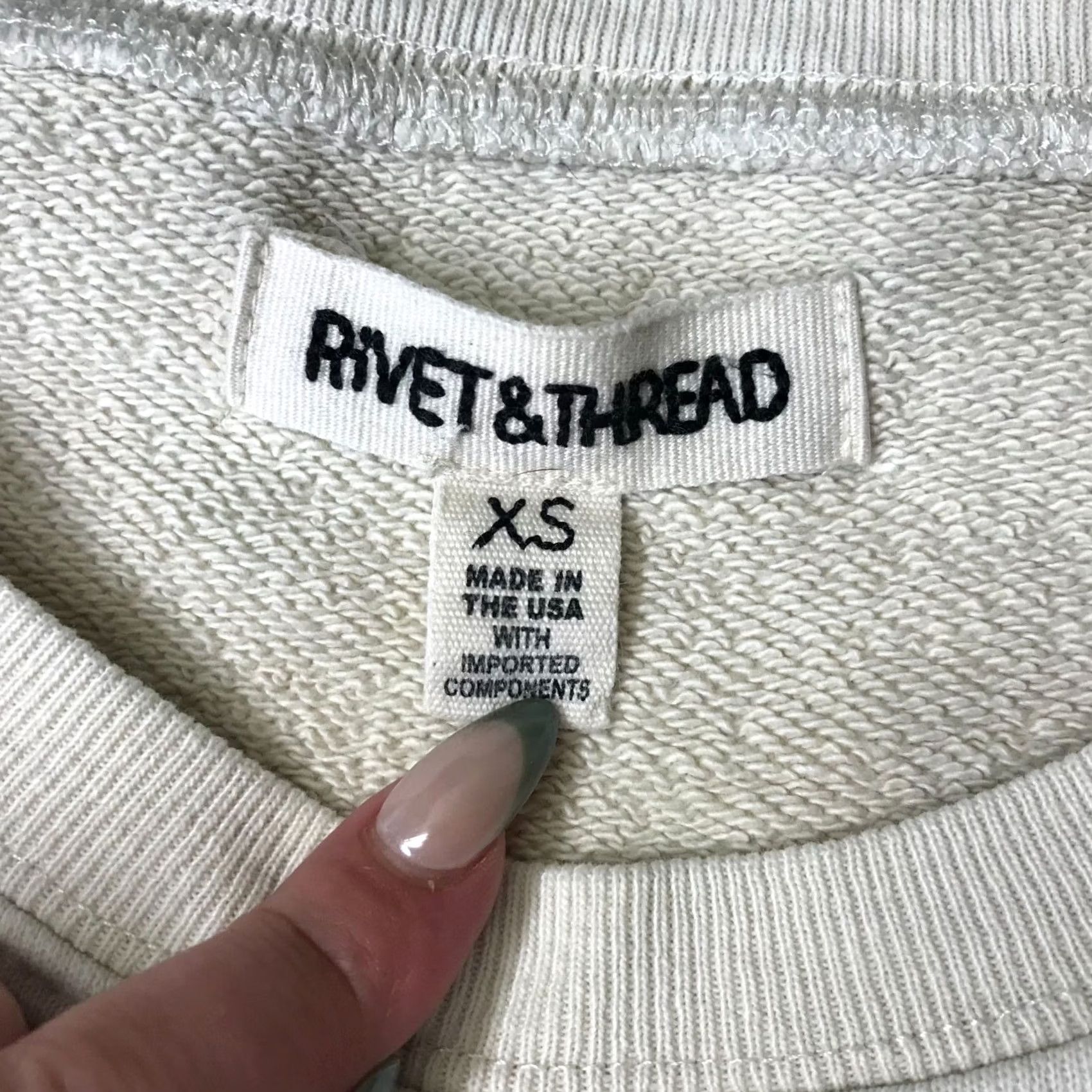Madewell MADEWELL RIVET & THREAD WOMEN'S XS IVORY LONG SLEEVE CREW NECK SWEATSHIRT Size XS / US 0-2 / IT 36-38 - 7 Thumbnail