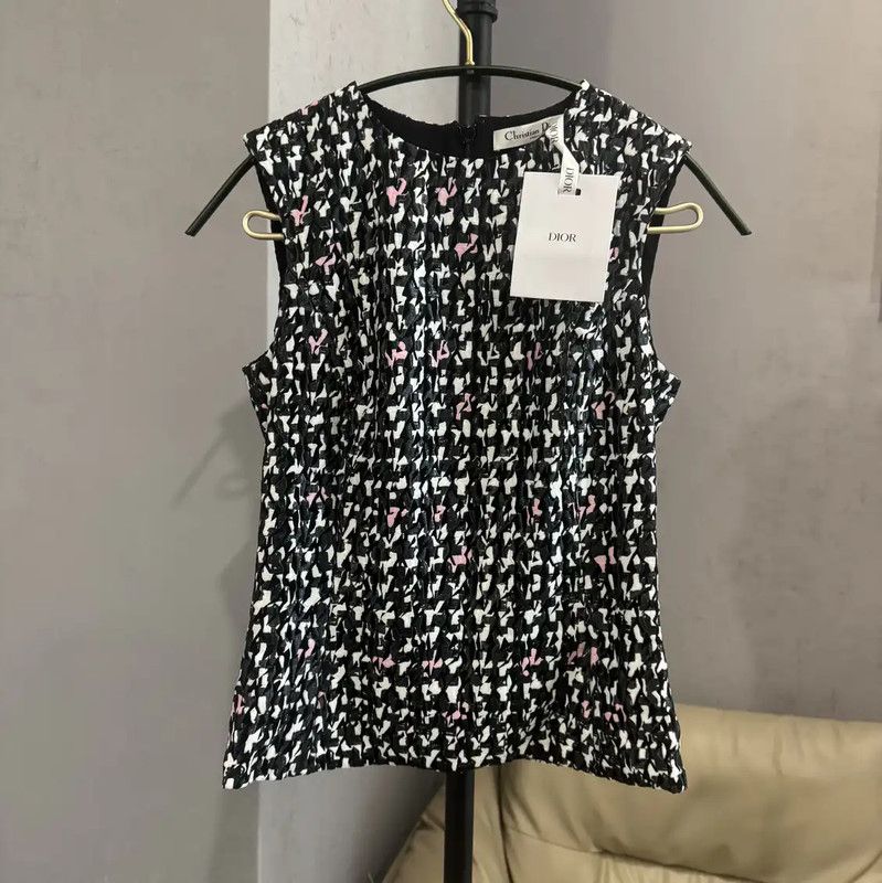 Dior Black Printed Sleeveless T-Shirt 0089