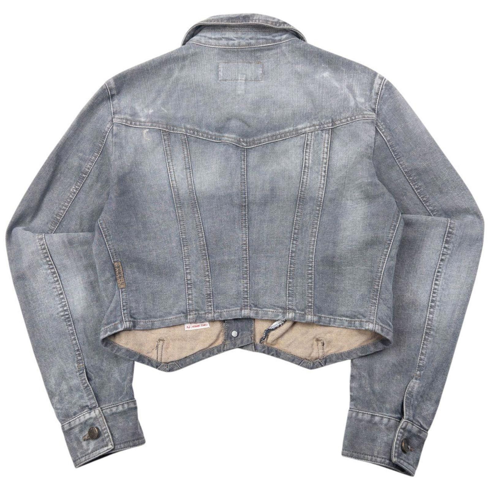Other Vintage 2000s Armani Jeans Cropped Denim Jacket Womens M Size M / US 6-8 / IT 42-44 - 2 Thumbnail