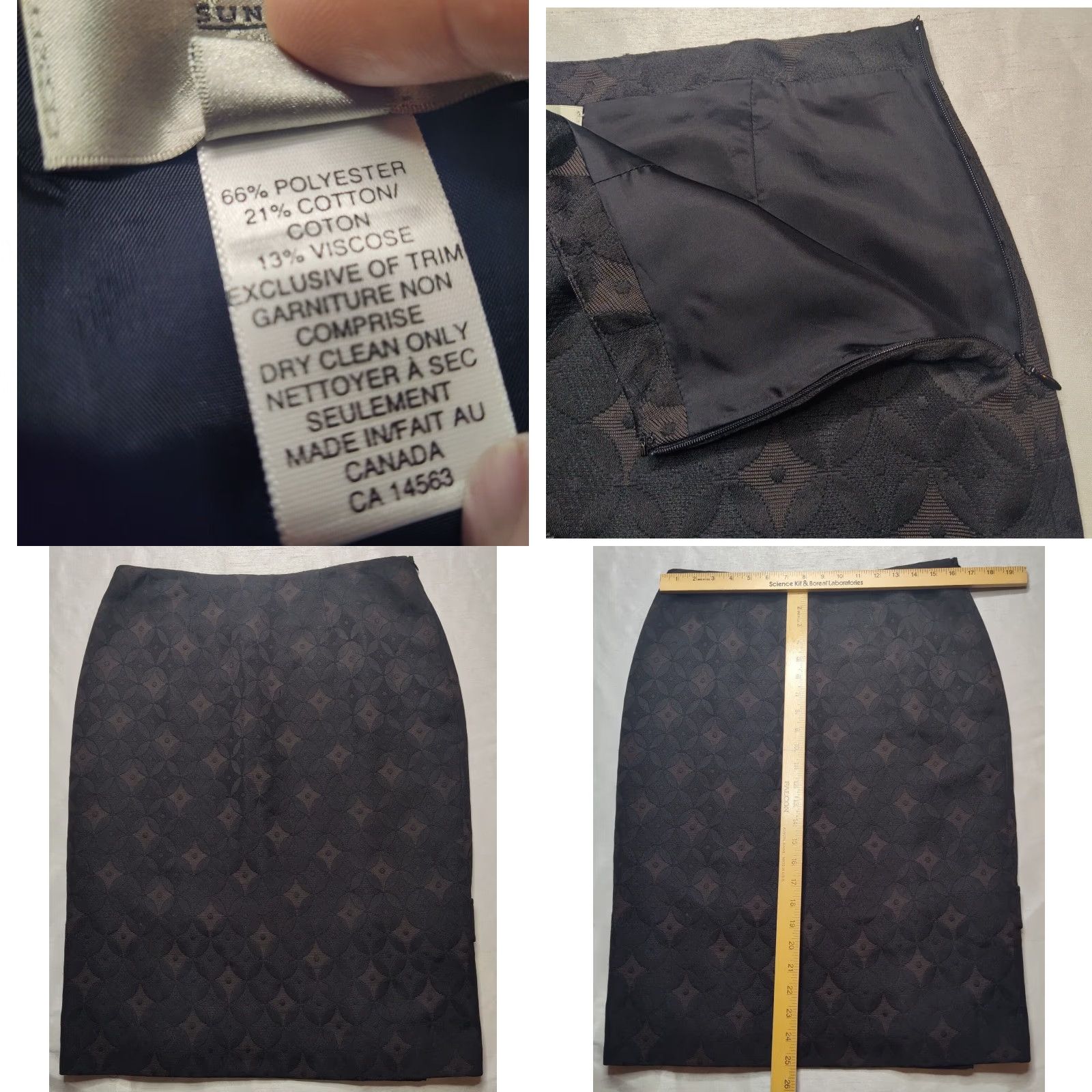 Vintage Sunny Choi Women Skirt Suit 2-Piece Brown Black Geo Pattern Size 10 Career Set Sh Size 32" / US 10 / IT 46 - 10 Thumbnail