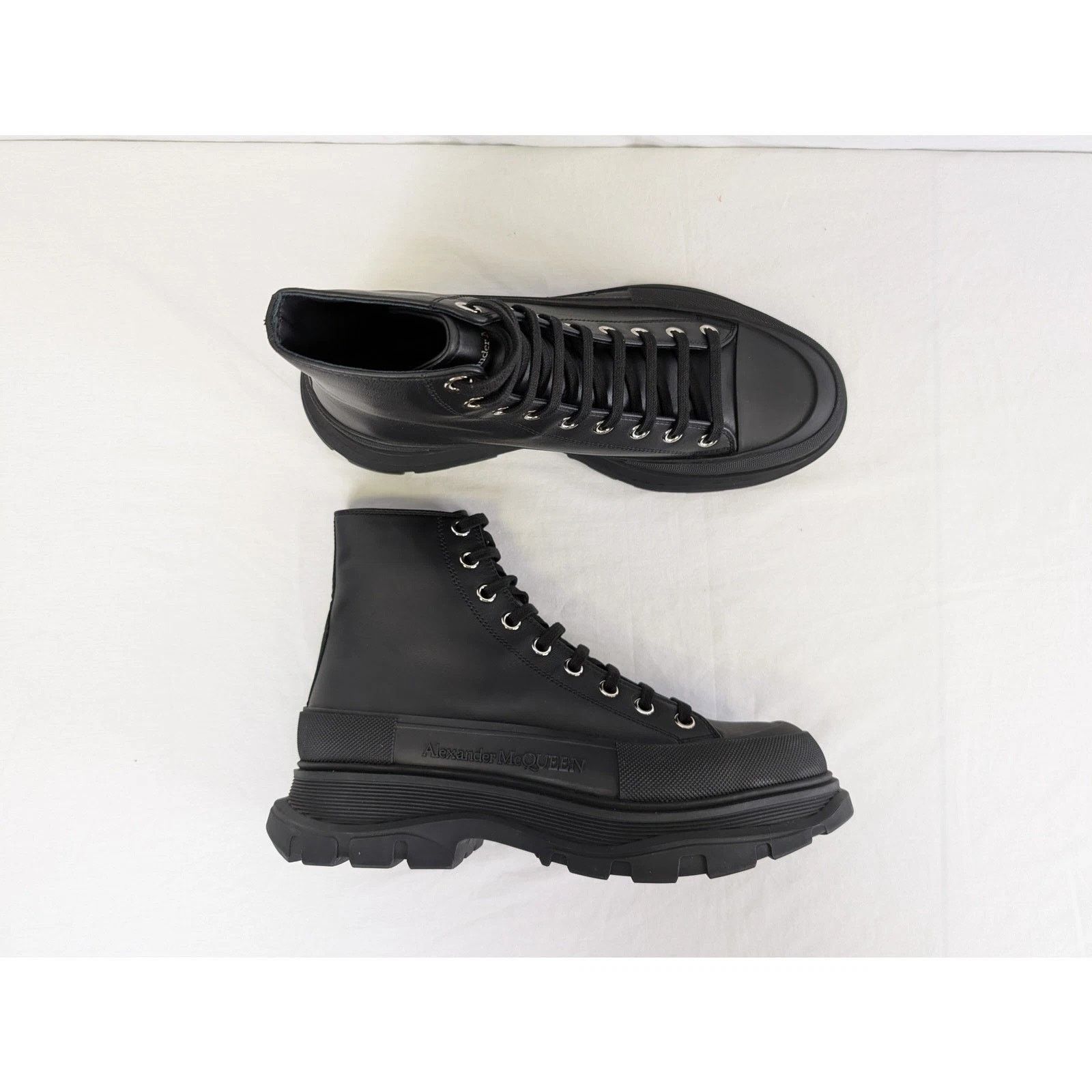 Alexander McQueen o1rshd1 Pelle S.Gomma Boots in Black/Silver Size US 13 / EU 46 - 1 Thumbnail