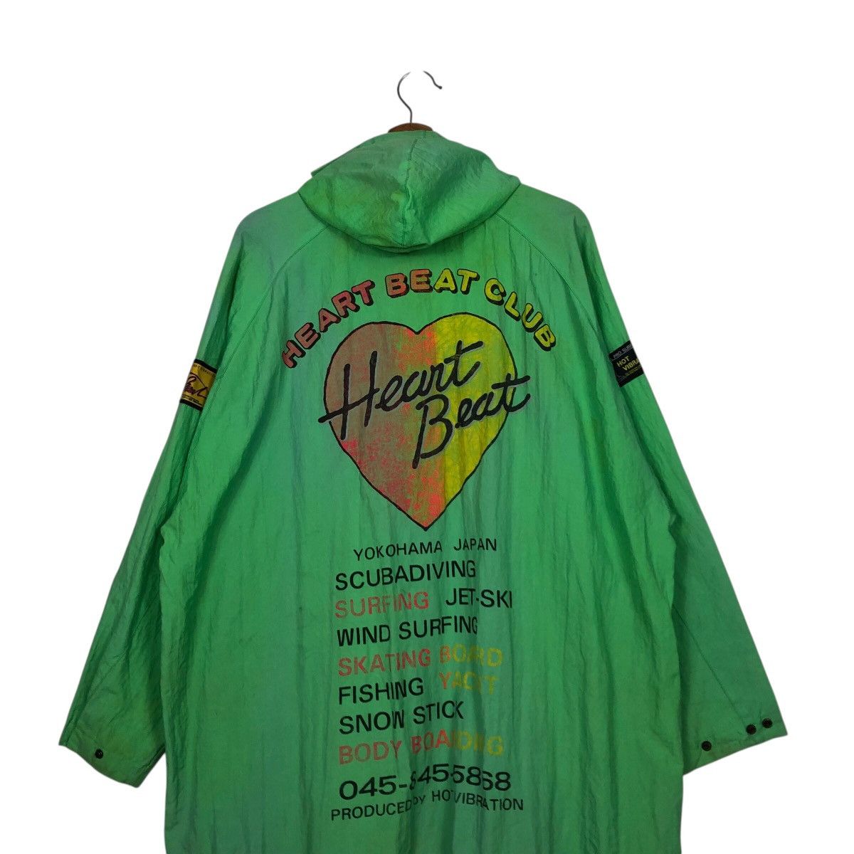 Japanese Brand 80s Heart Beat Club Neon Green Parka Vibration Surf Skate Size US M / EU 48-50 / 2 - 11 Thumbnail