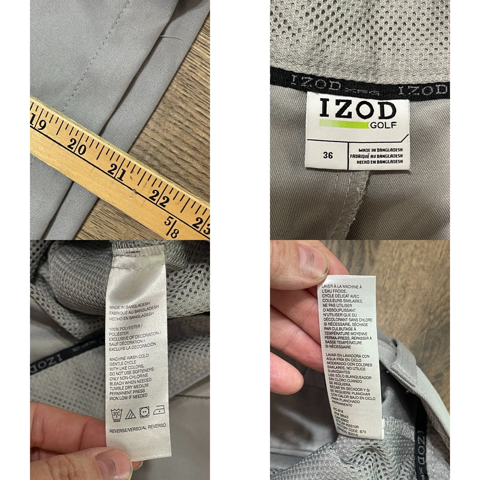Izod IZOD Golf Shorts Mens Size 36 Gray Zip Cargo Pockets Chino Flat Front Regular K D Size US 36 / EU 52 - 8 Thumbnail