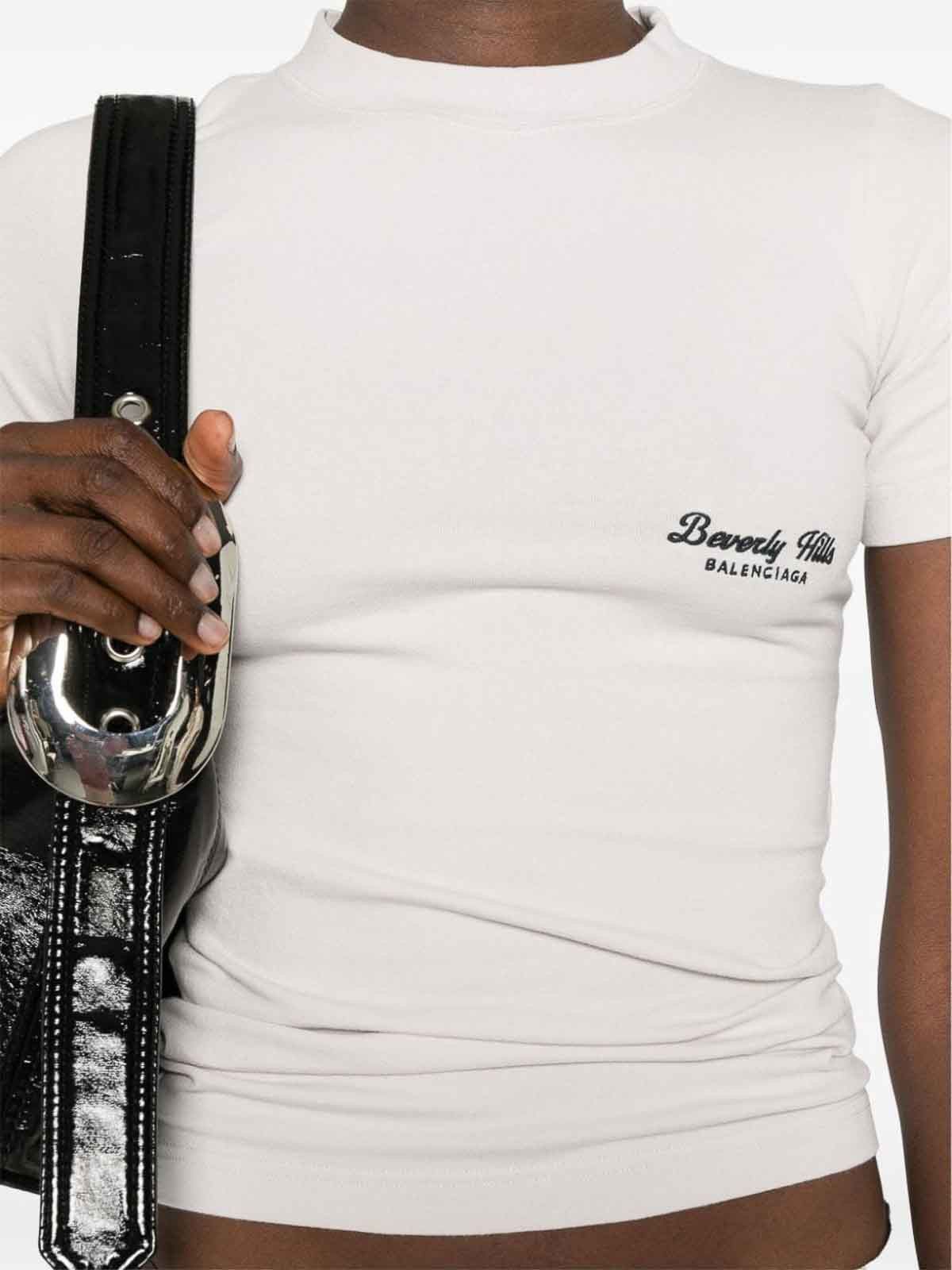 Balenciaga o1tr1nto1125 Beverly Hills T-Shirt Fitted in Ivory Size US M / EU 48-50 / 2 - 3 Thumbnail