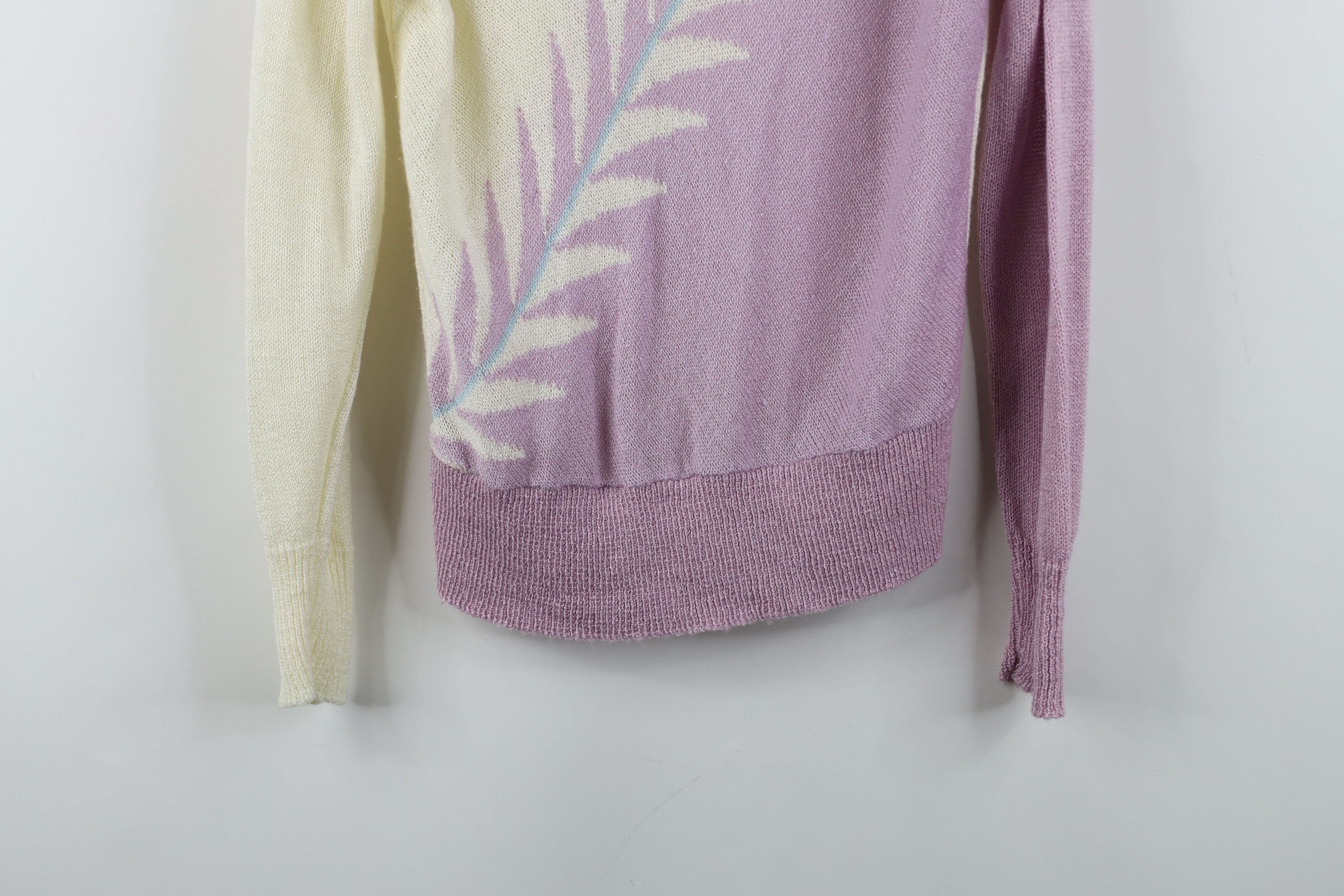 Vintage Vintage 70s 80s Mid Mod Loose Knit Nature Leaf Sweater Size L / US 10 / IT 46 - 3 Thumbnail
