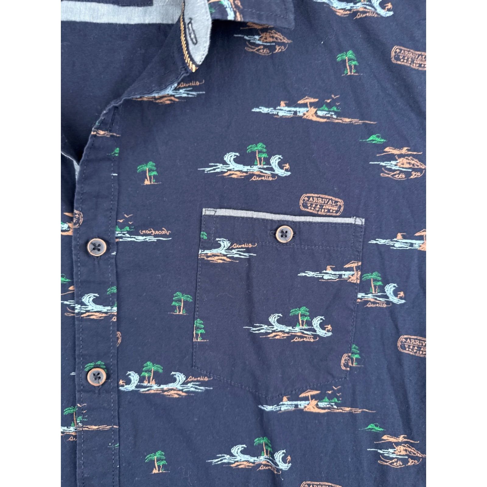 Nomad Nomad Shirt Men Large Blue Palm Surfer All Over Print Hawaiian 100% Cotton Mens Size US L / EU 52-54 / 3 - 6 Thumbnail