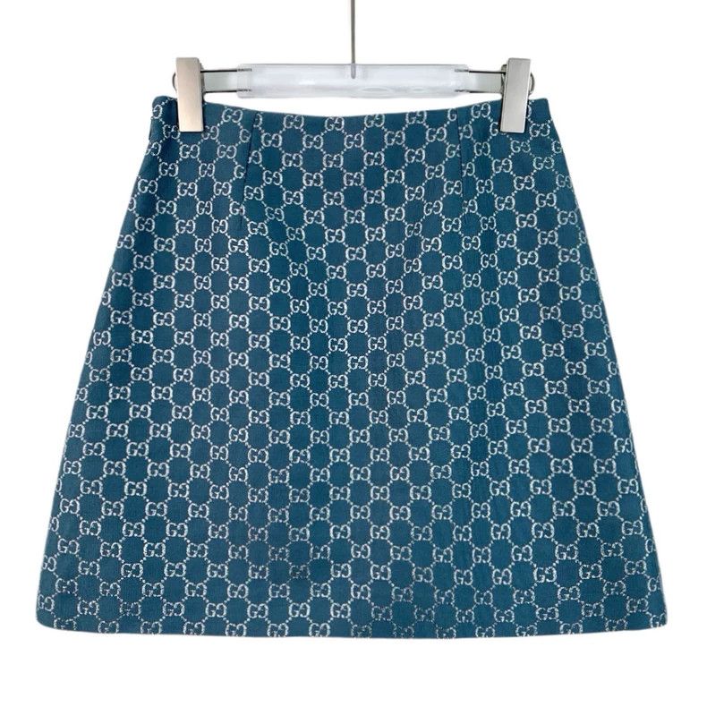 Gucci Gucci Blue logo jacquard full-print wool casual skirt 2503 Size 26" / US 2 / IT 38 - 2 Thumbnail