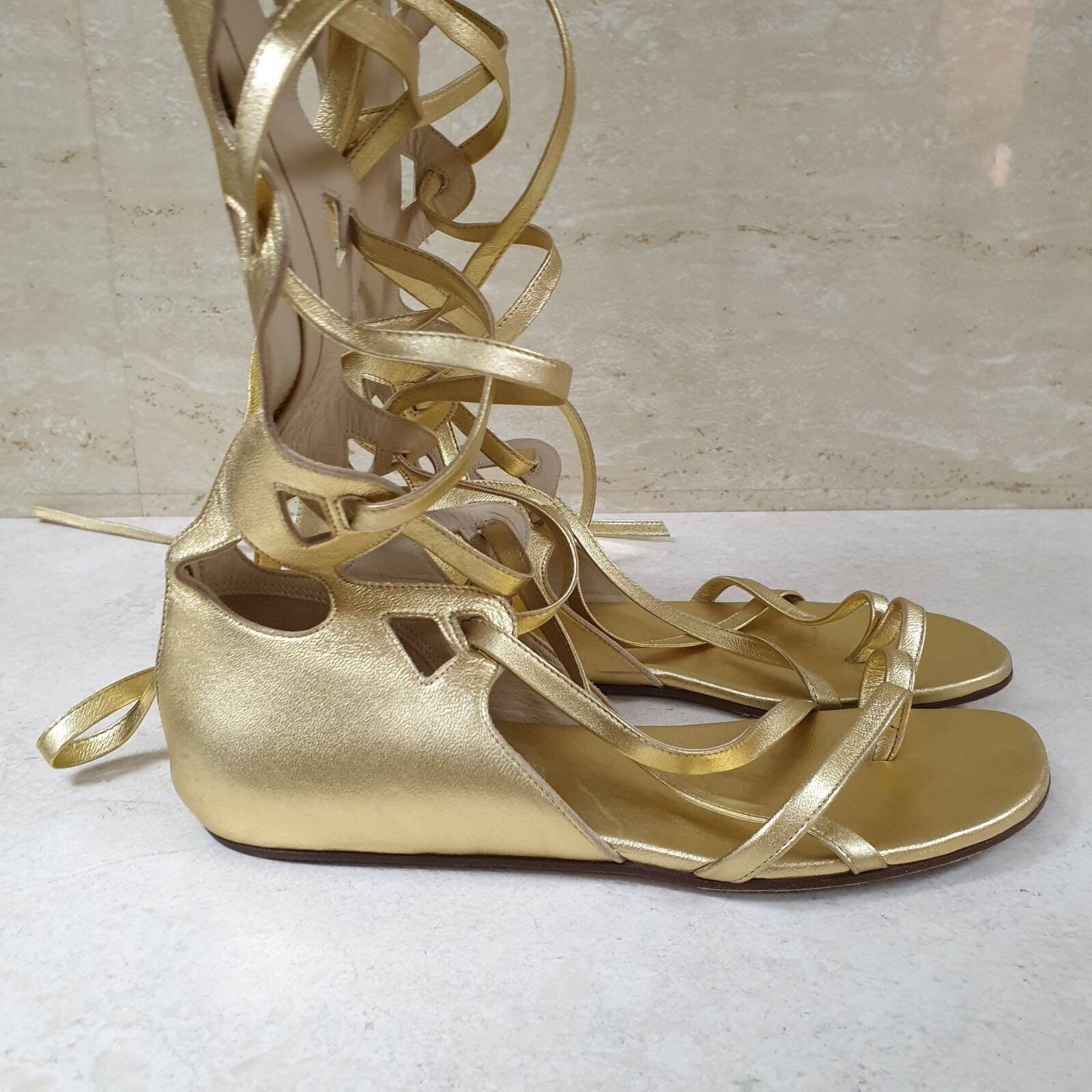 Chanel Chanel Gold Gladiator Sandals Sz.38 Size US 7 / IT 37 - 4 Thumbnail