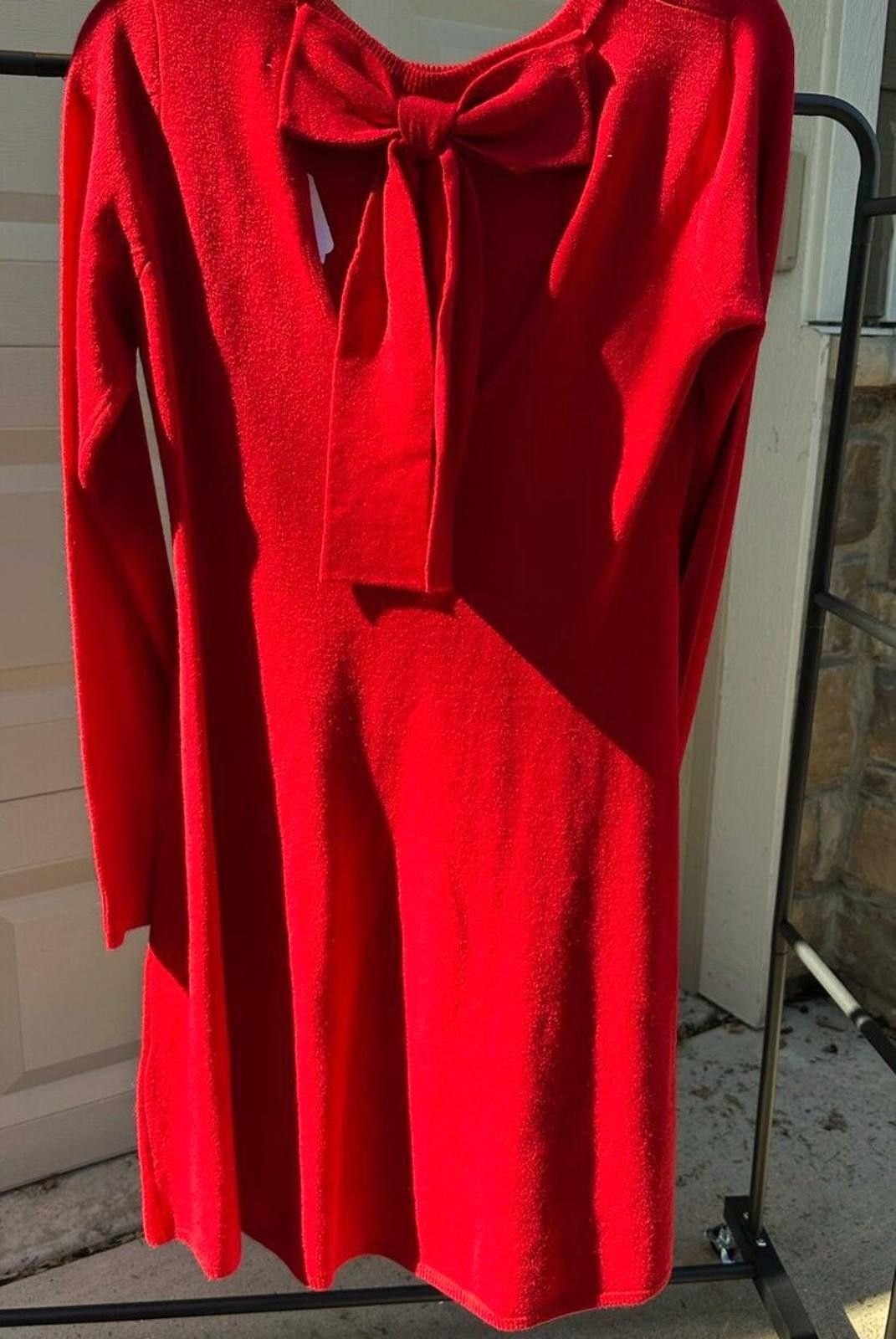 Vince Camuto Vince Camuto Womens Red Knit Bow Back Dress Size M Size M / US 6-8 / IT 42-44 - 2 Thumbnail
