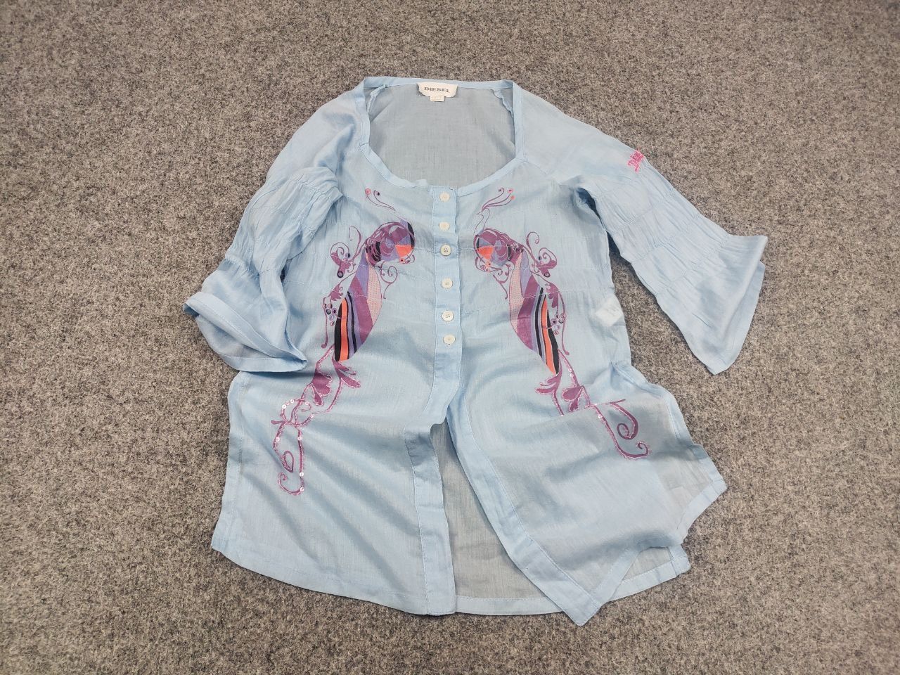 Diesel Vintage Diesel Blue Logo Y2K Button Shirt 1/4 Sleeves Blous Size S / US 4 / IT 40 - 3 Thumbnail