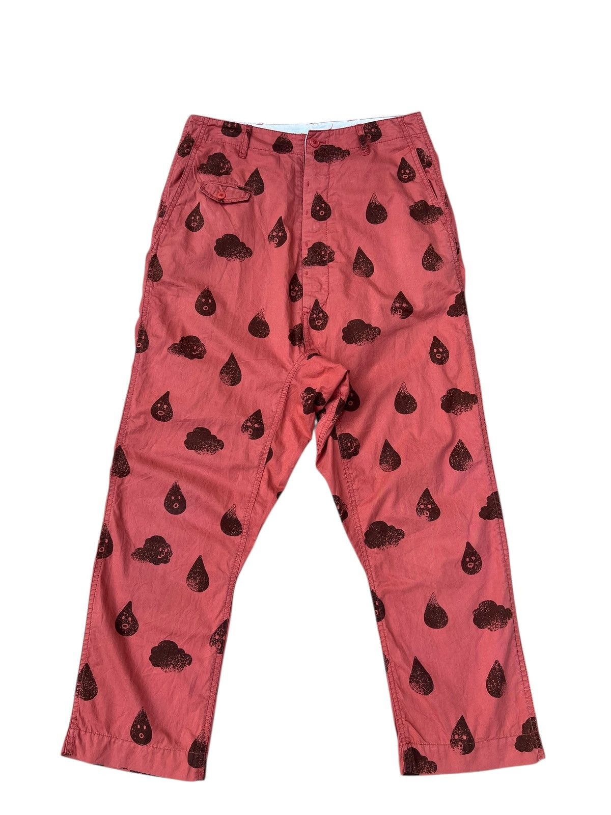 Ne-Net Ne-net Raindrops Clouds Printed Buckle Back Cropped Pant Size US 29 - 1 Thumbnail
