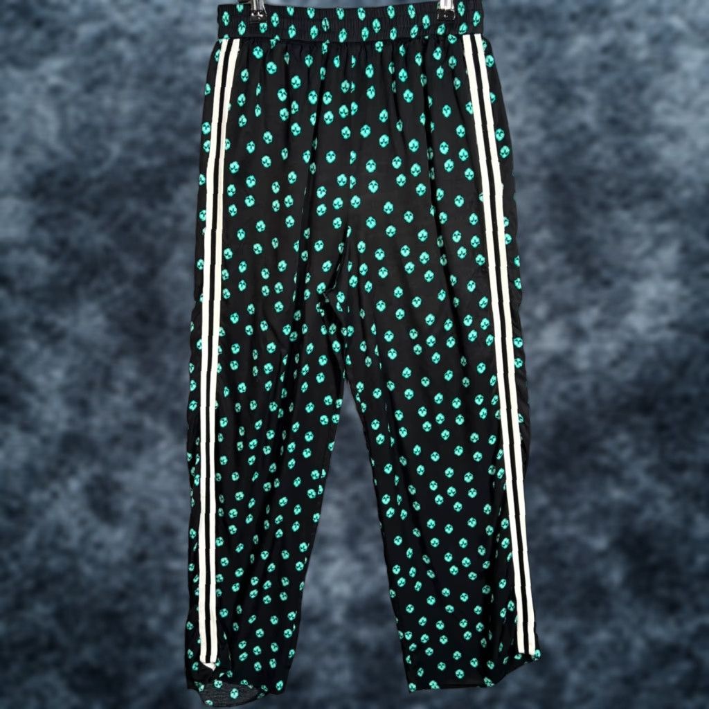 Maje Maje Womens Black Teal Printed Track Pants With Side Stripes Size 2 Size 26" / US 2 / IT 38 - 1 Thumbnail