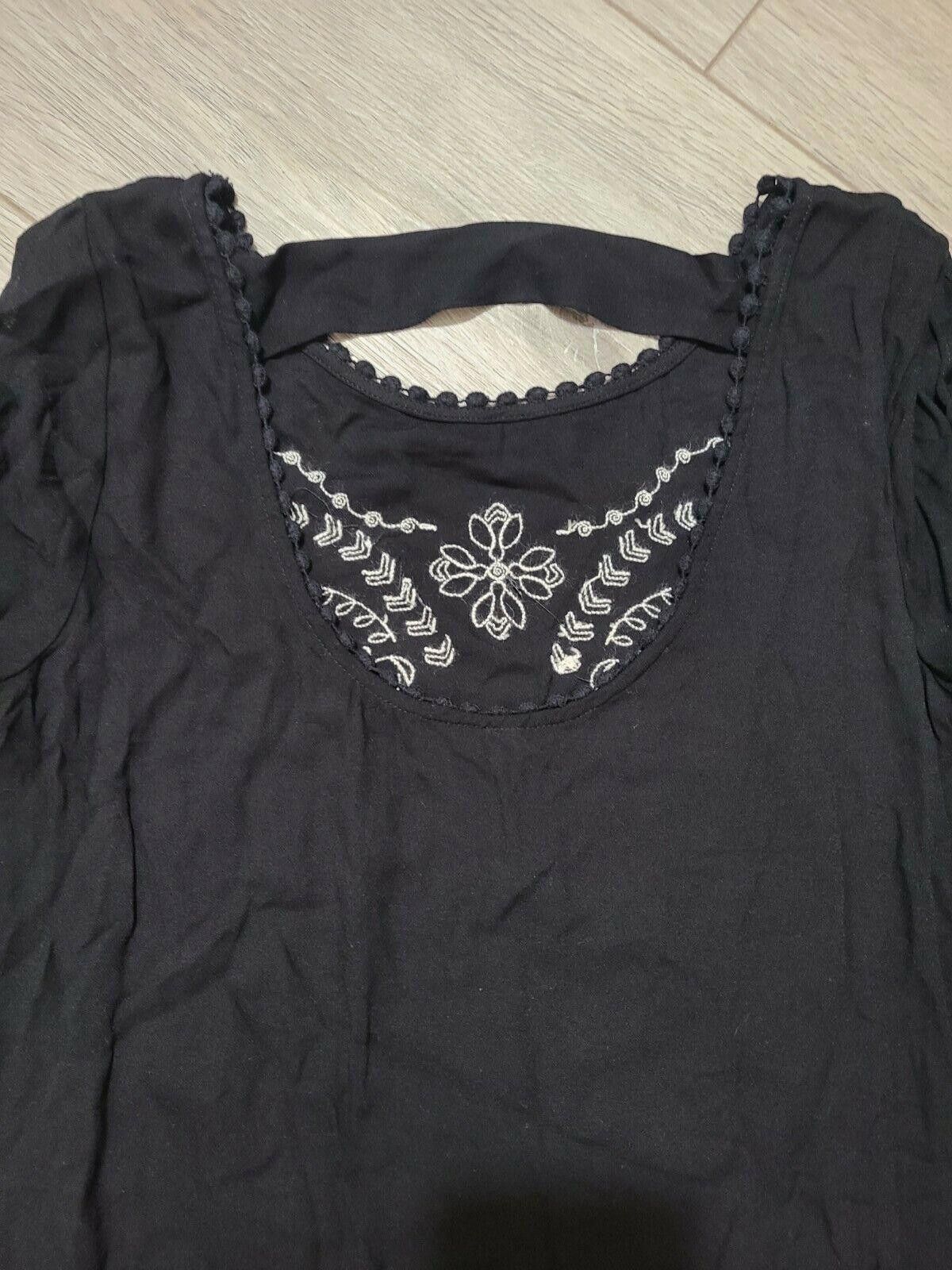 Designer Exhilaration Dress Medium Black White Embroidered Long Size M / US 6-8 / IT 42-44 - 5 Thumbnail