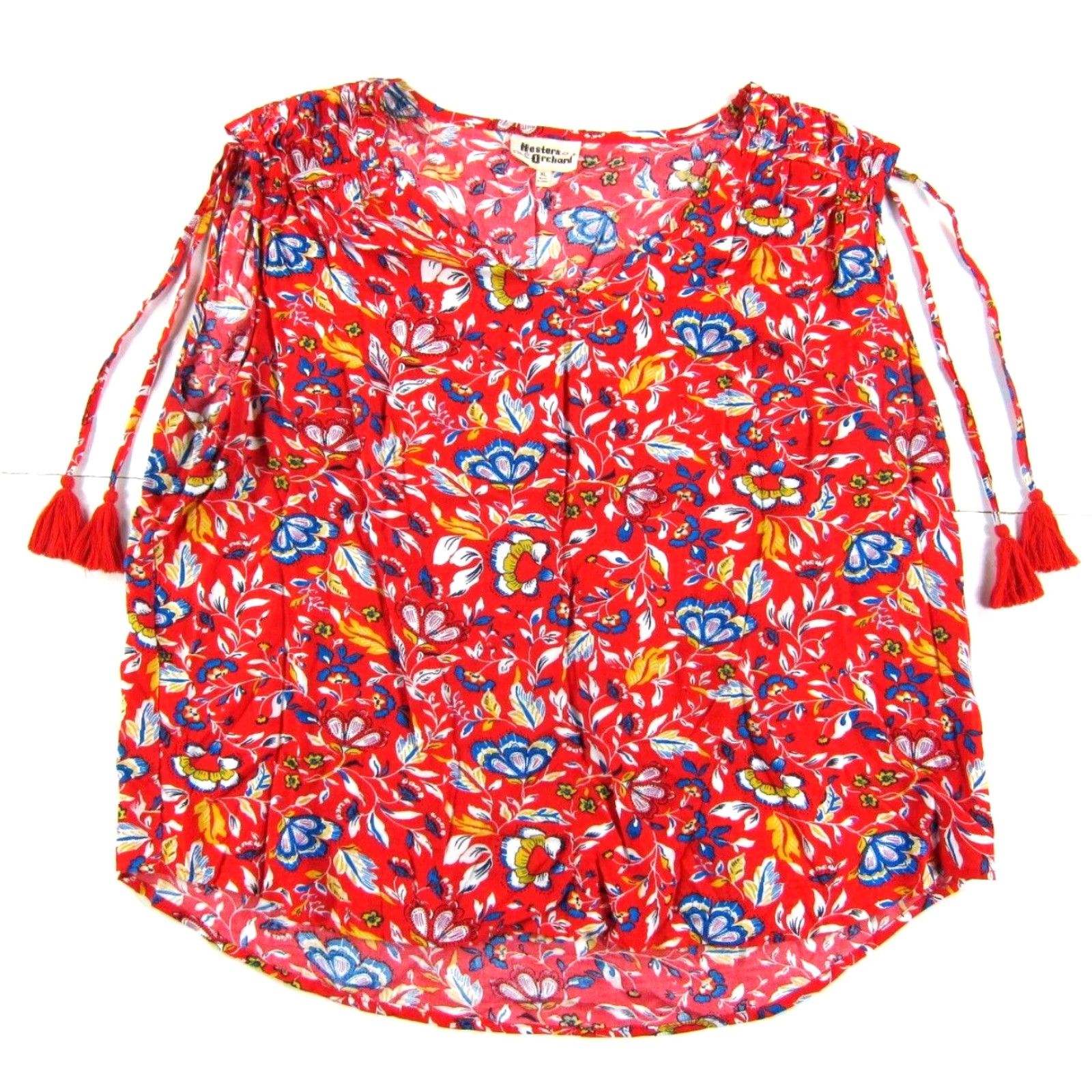 Anthropologie VINTAGE Hester & Orchard Anthropologie Rayon Red Blue Yellow Floral Sleeveless Blouse XL Size XL / US 12-14 / IT 48-50 - 2 Thumbnail