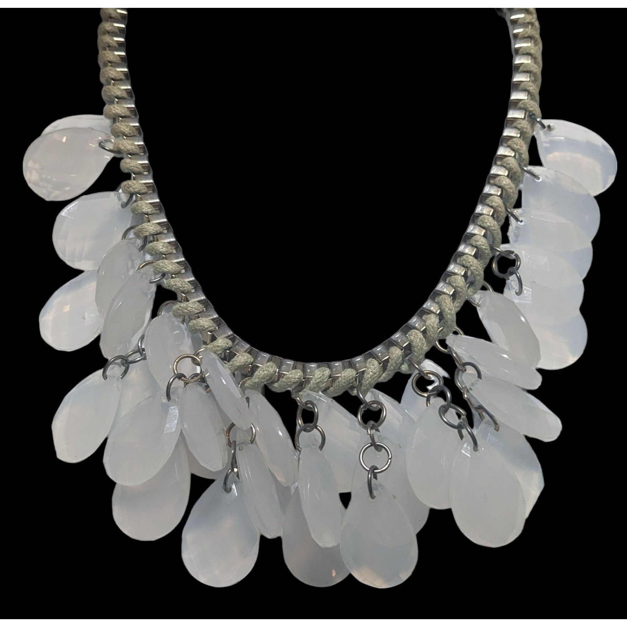 Other Chunky White Teardrop Box Chain Woven Necklace Size ONE SIZE - 2 Thumbnail