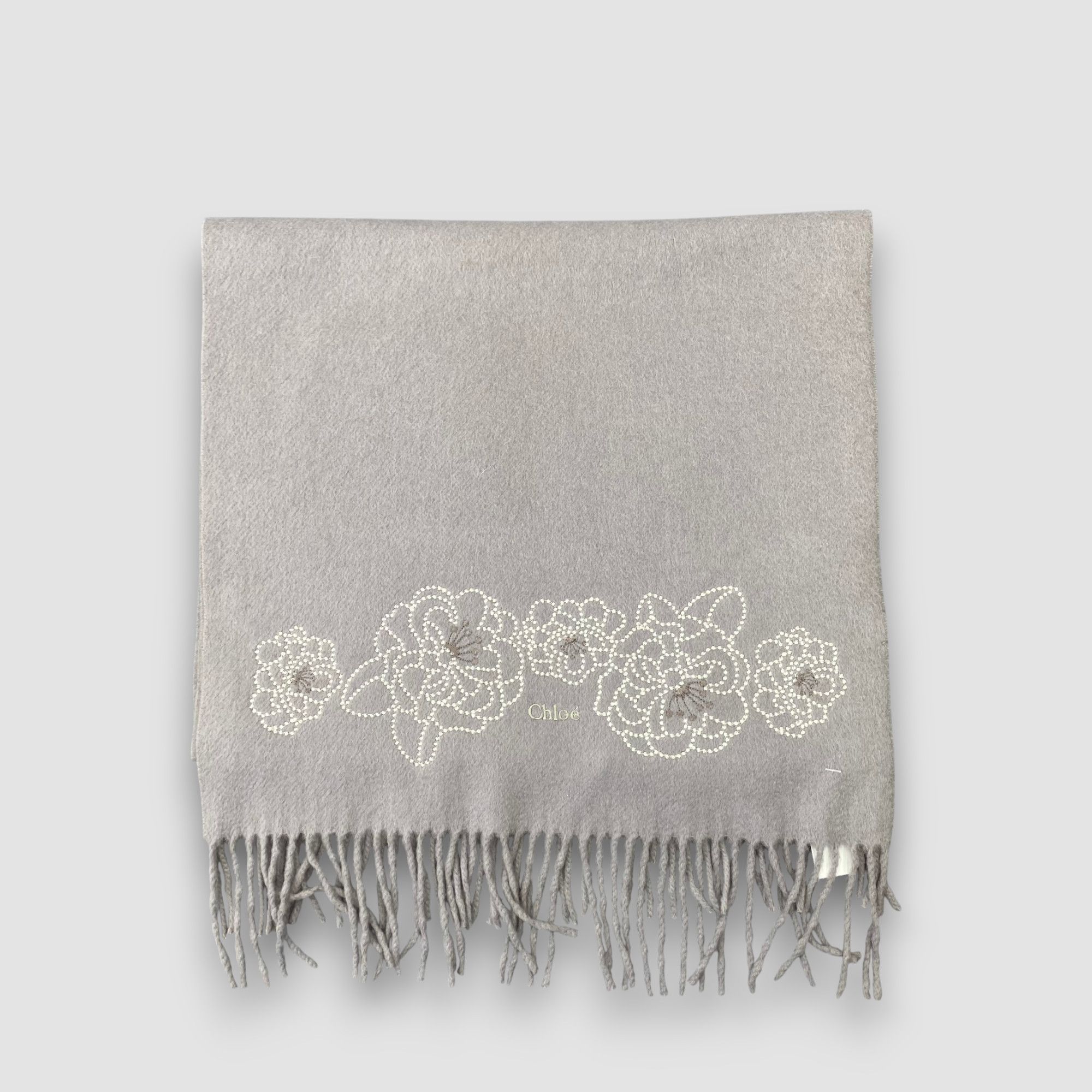 Japanese Brand Vintage Chloe Scarf Muffler Cashmere Fringe Winter Scarves Size ONE SIZE - 2 Thumbnail