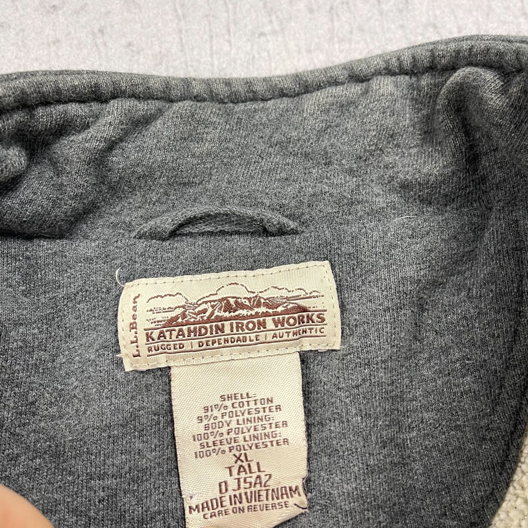 Vintage L.L. Bean Sweatshirt Mens XLT Gray Katahdin Iron Works Full Zip Sherpa Lined Mock Neck Size US XL / EU 56 / 4 - 4 Thumbnail