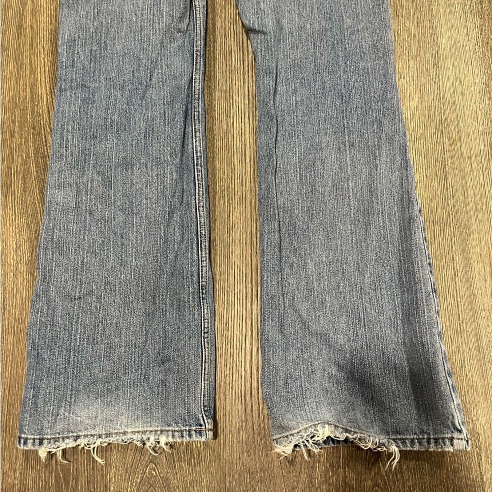 Express Y2K Express Low Rise Flare Jeans Raw Hem Denim Medium 11/12L Size 34" / US 12 / IT 48 - 3 Thumbnail