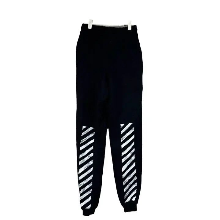 Off-White OFF-WHITE Black Drawstring Track Pants with Stripes 0079 Size US 30 / EU 46 - 1 Thumbnail