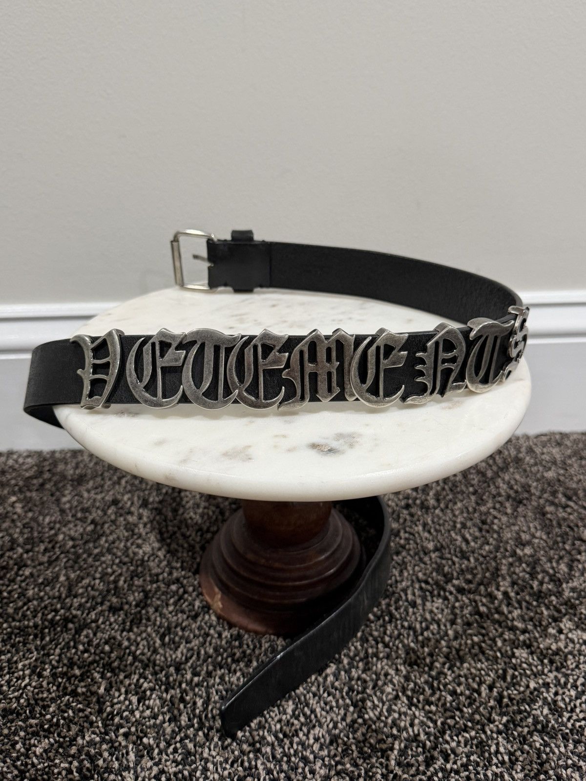 Vetements Vetements Gothic Logo Lettered Black/Silver Belt Size 32 - 1 Thumbnail
