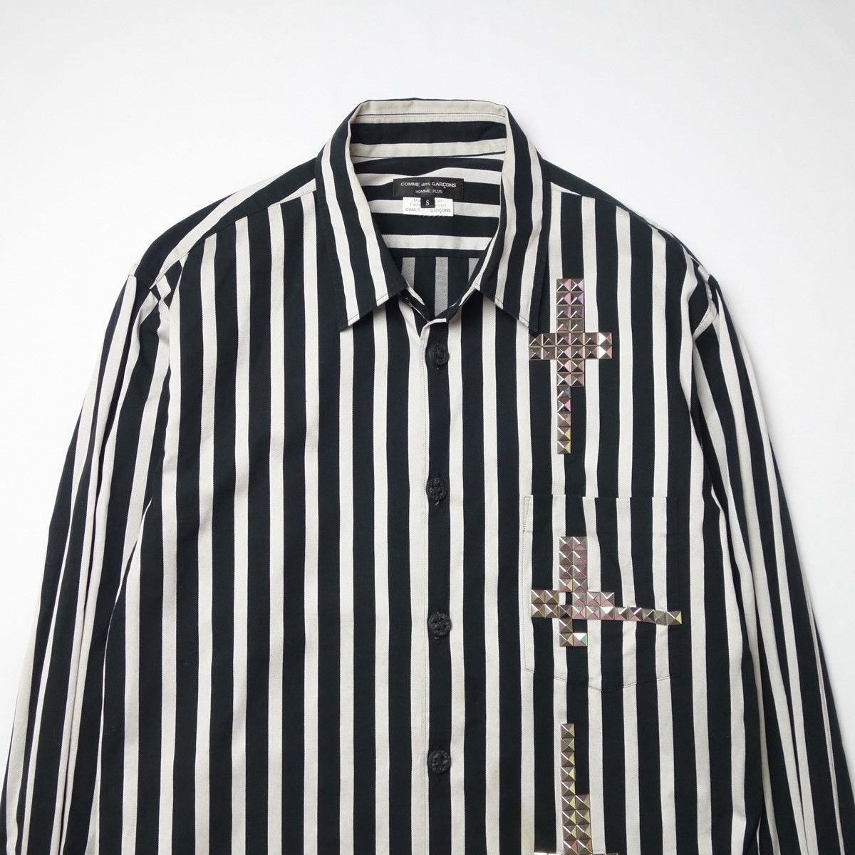 Comme des Garcons Homme Plus SS2013 "COMME des GARÇONS HOMME PLUS" Studded Striped Shirt Size US S / EU 44-46 / 1 - 5 Thumbnail