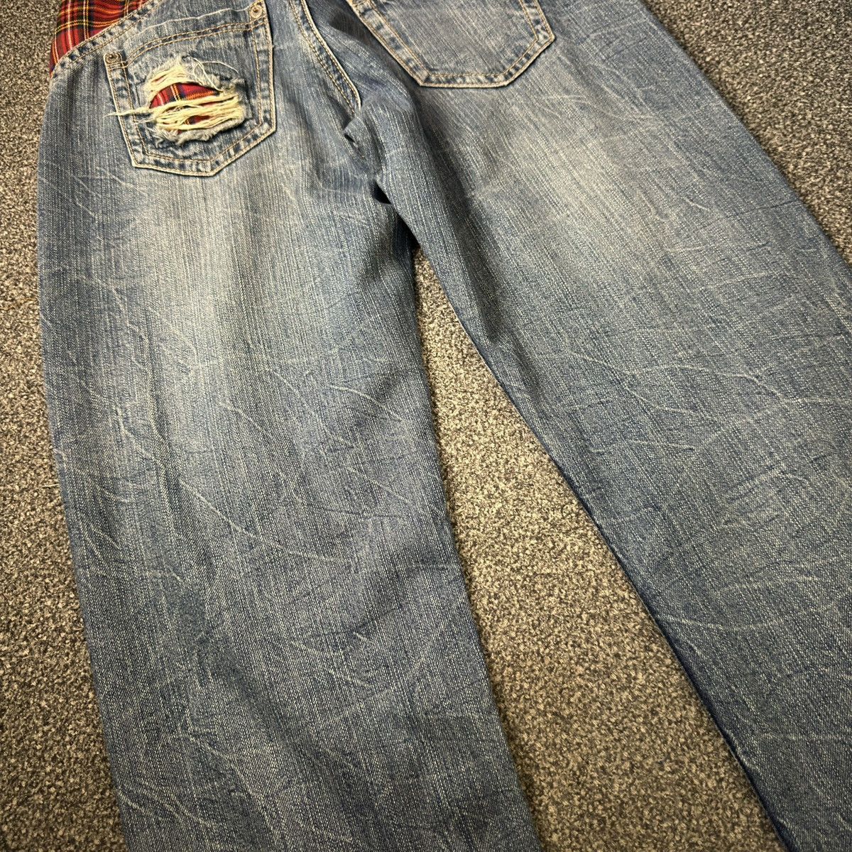 Japanese Distressed Plaid Patchwork Hysteric Glamour Style