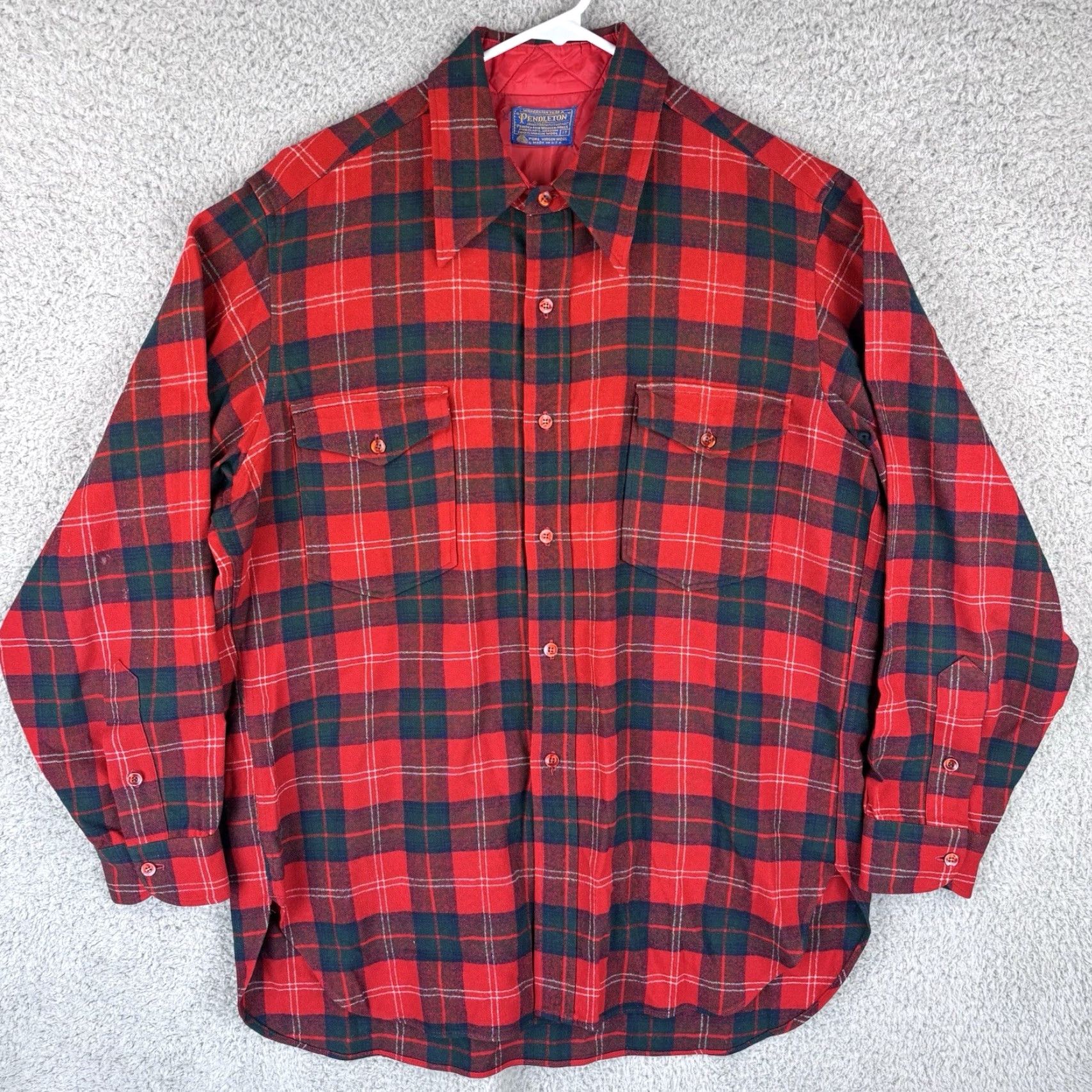 Pendleton VINTAGE Pendleton Shirt Mens L Red Navy Plaid Wool Flannel Button-Up Casual Workwear 70s Size US L / EU 52-54 / 3 - 2 Thumbnail