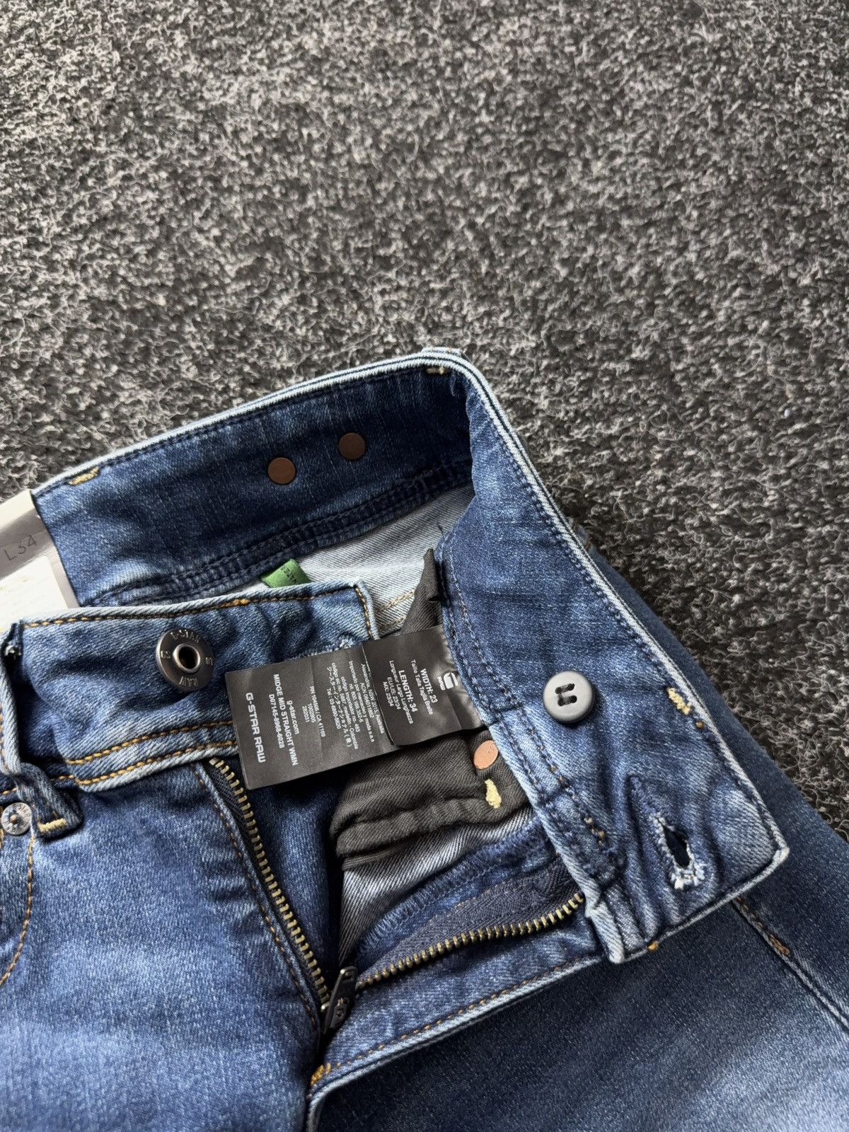 G-Star NWT 00s G-Star RAW Midge Mid Straight Jeans Blue Fade Y2K Size 23" - 8 Thumbnail