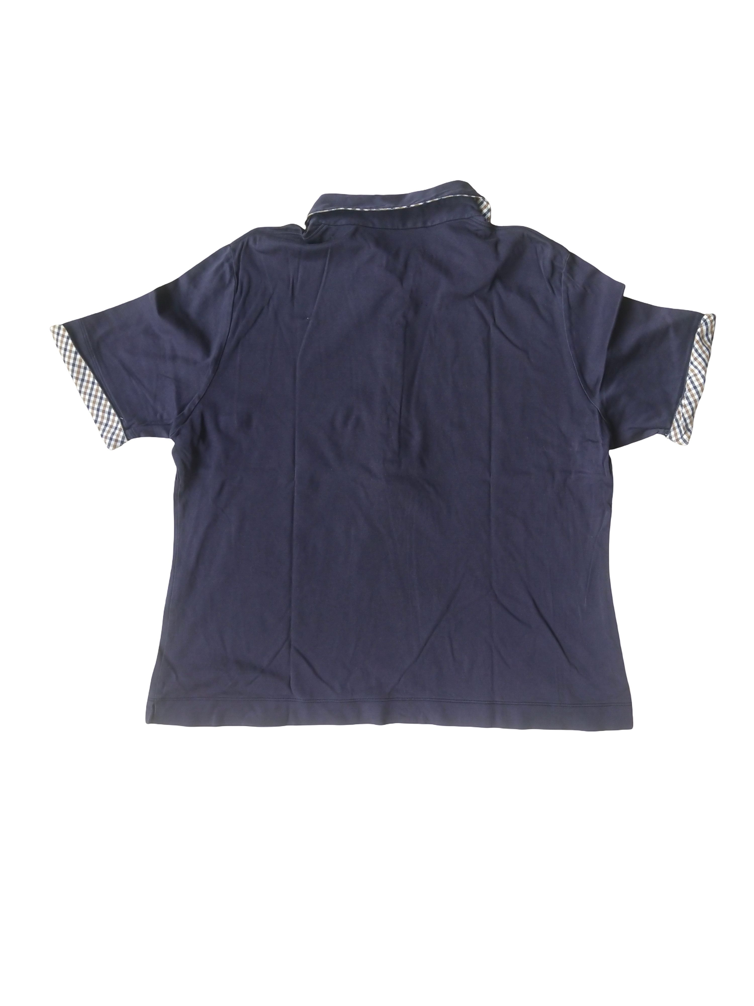 Aquascutum Vintage Aquascutum Japan Navy Polo Shirt Club Check Collar Size M / US 6-8 / IT 42-44 - 4 Thumbnail