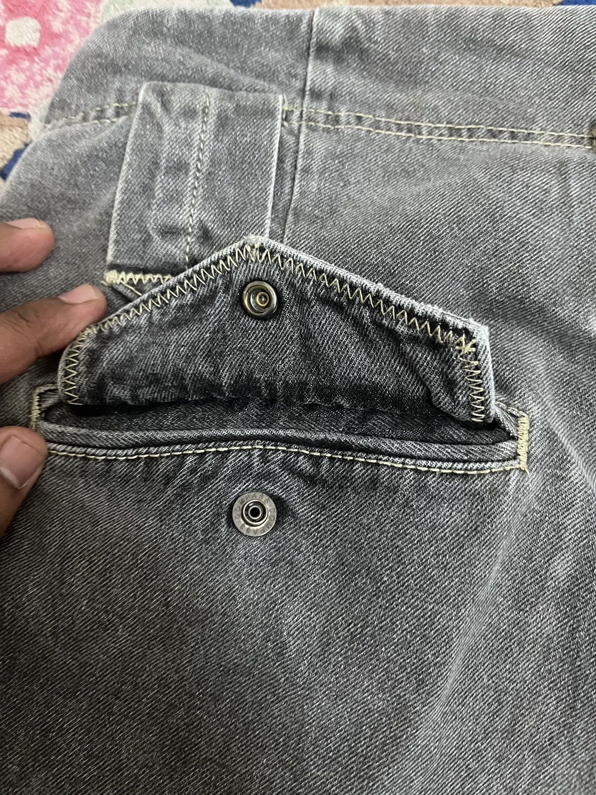 Japanese Brand Vintage Ginwash Grey Monster Workwear Baggy Carpenter Denim Size US 32 / EU 48 - 12 Thumbnail