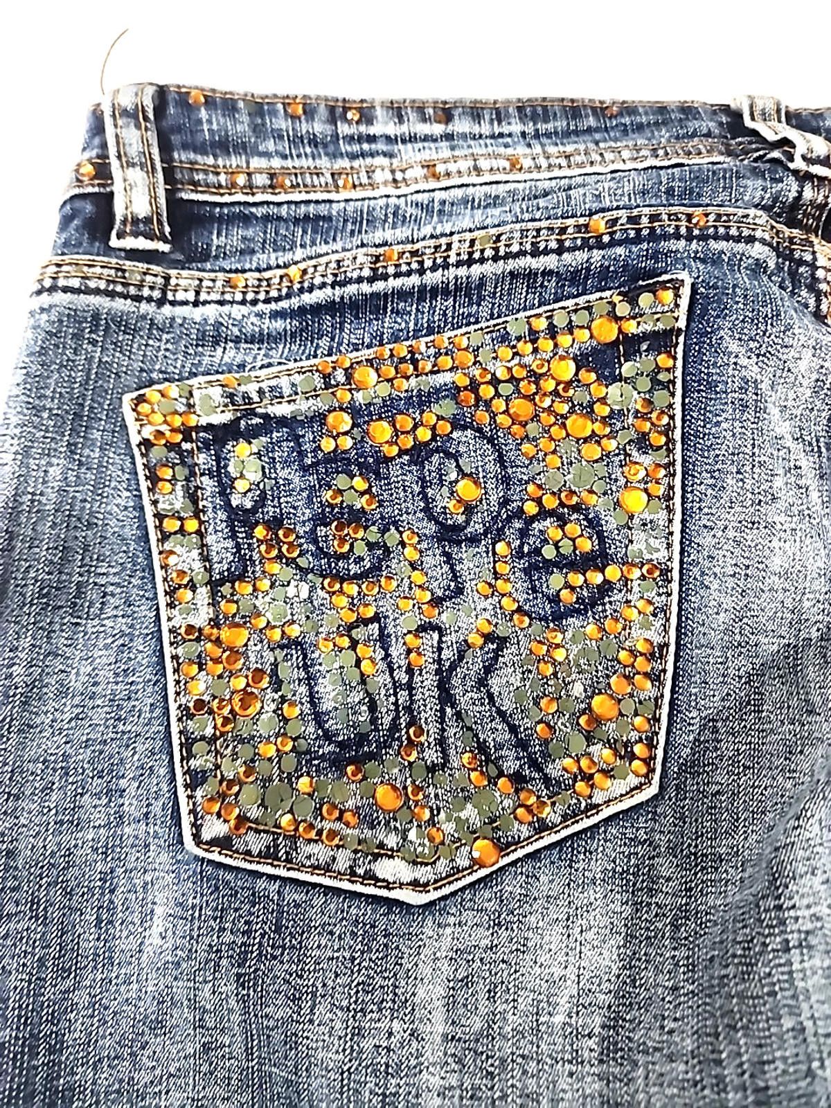 Pepe Jeans Pepe Jeans UK Blue Jeans Orange Beaded Low Rise 29/30W x 32L Size 29" - 3 Thumbnail