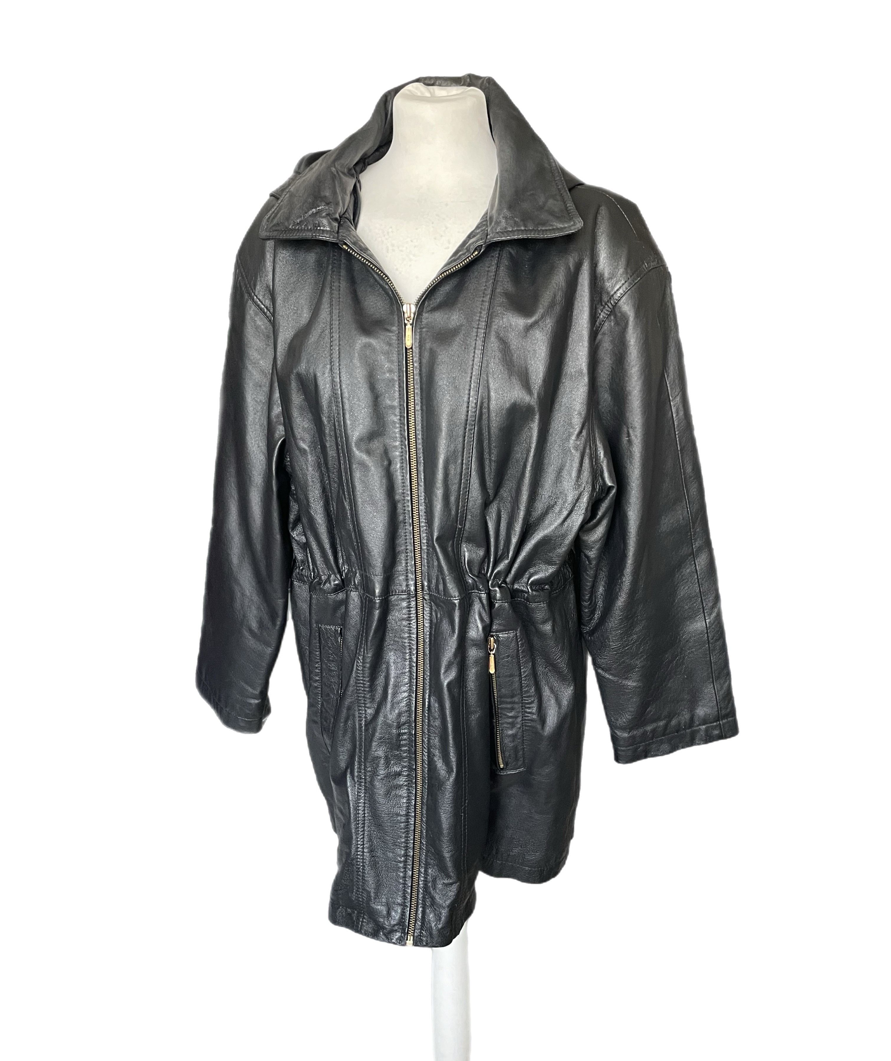 Other Women's Leather Jacket Avitano M Vintage Black 90s 1990s Size M / US 6-8 / IT 42-44 - 1 Thumbnail