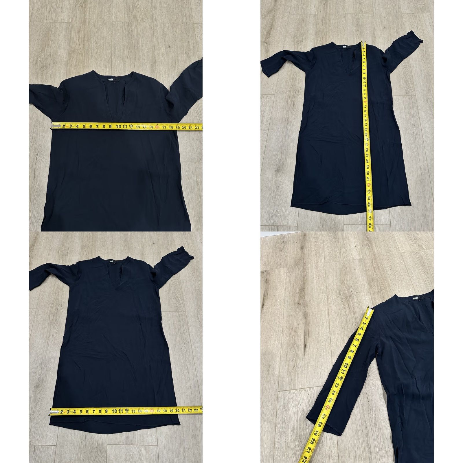 The Row THE ROW Blouse Tunic Shirt XS Navy Short Sleeve V-Neck Crepe De Chine Casual Ladies Womens Size XS / US 0-2 / IT 36-38 - 9 Thumbnail