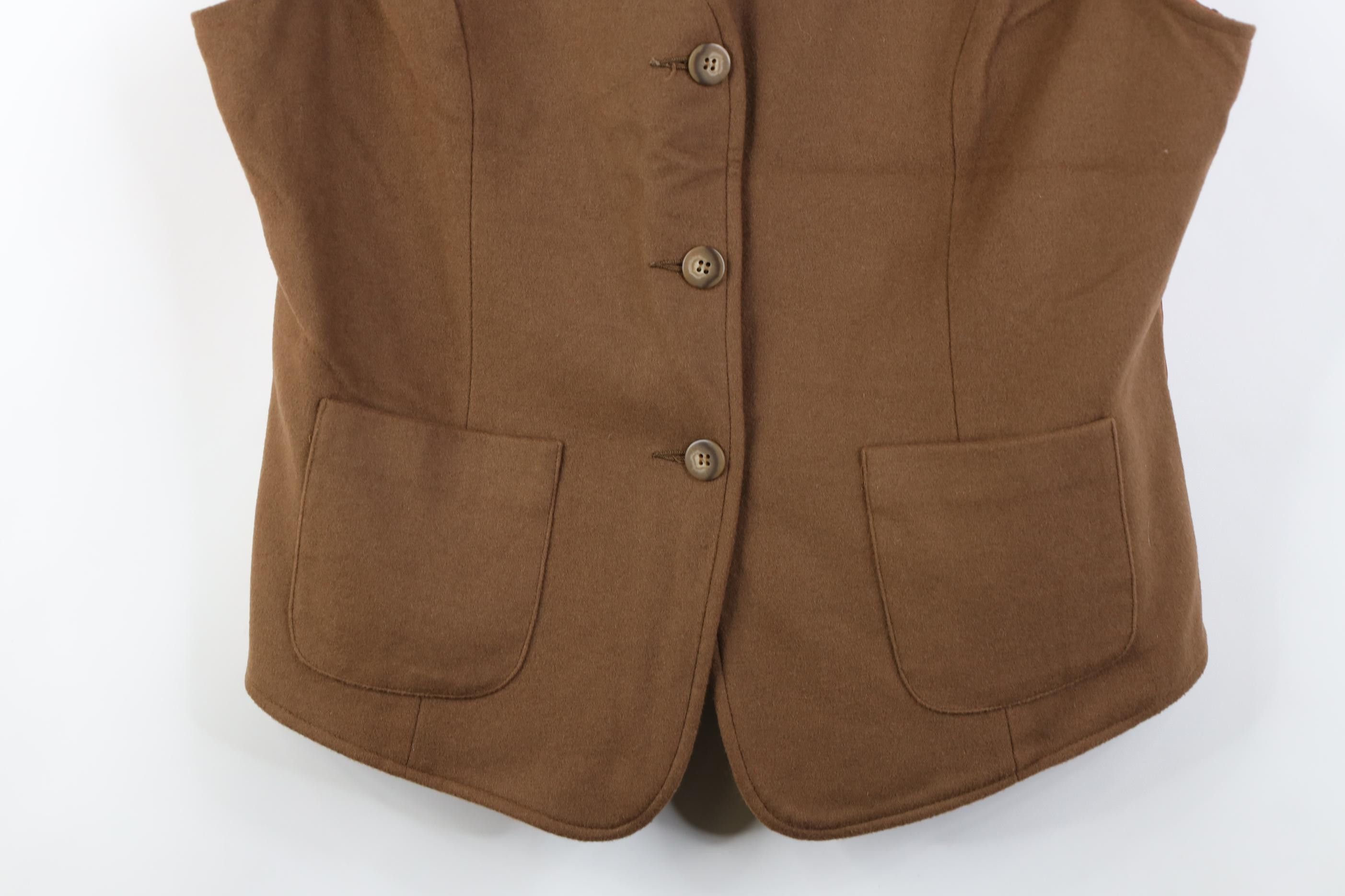Vintage Vintage 90s Streetwear Cashmere Back Vest Jacket Brown Size L / US 10 / IT 46 - 3 Thumbnail