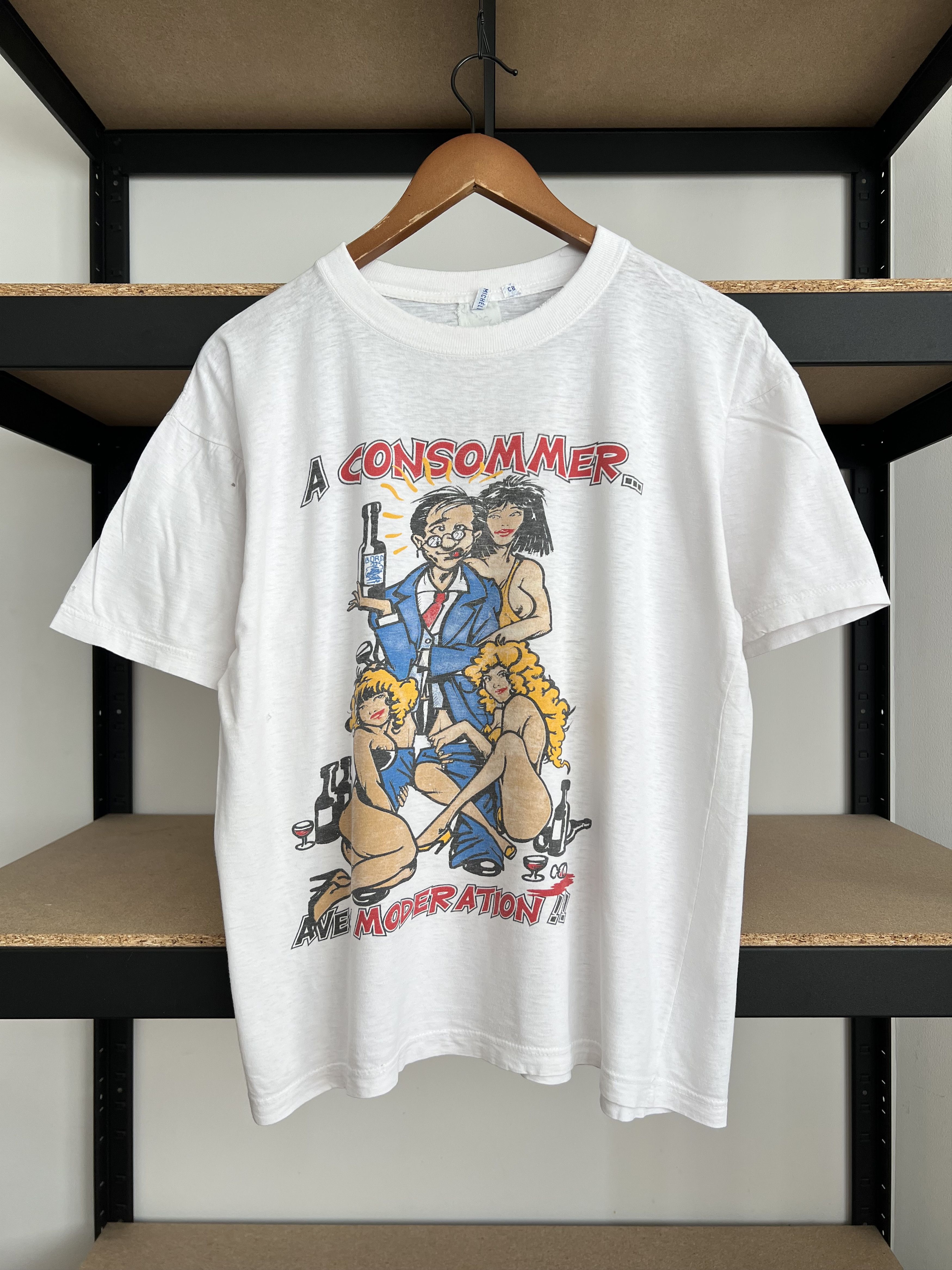Vintage 90s Man and Sexy Girl Alcohol Funny Humor T-shirt